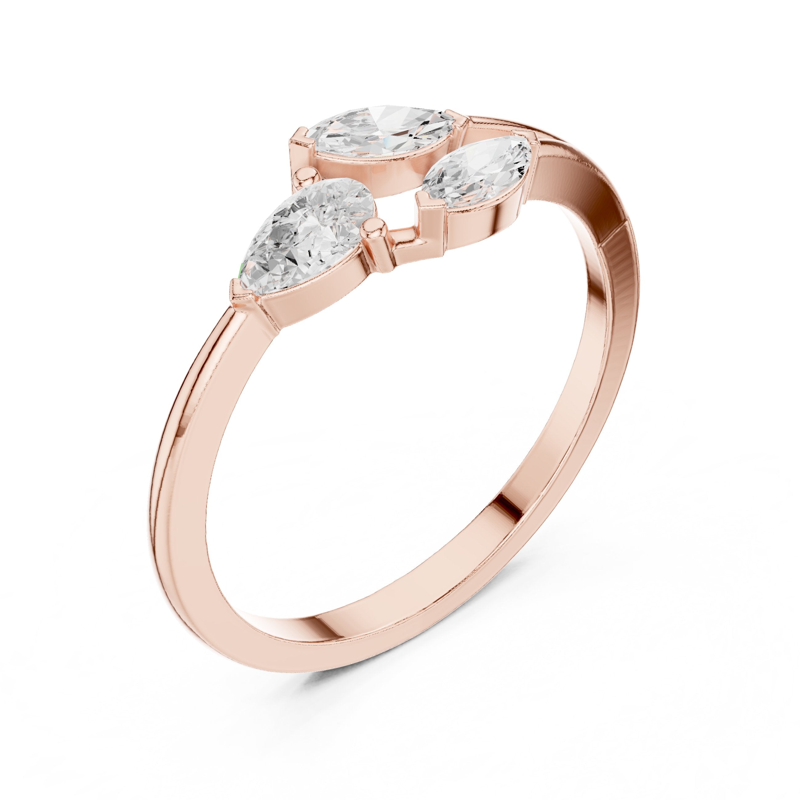 Pear and Marquise Leaf Cluster Diamond Engagement Ring in Rose Gold - VYKA Diamonds