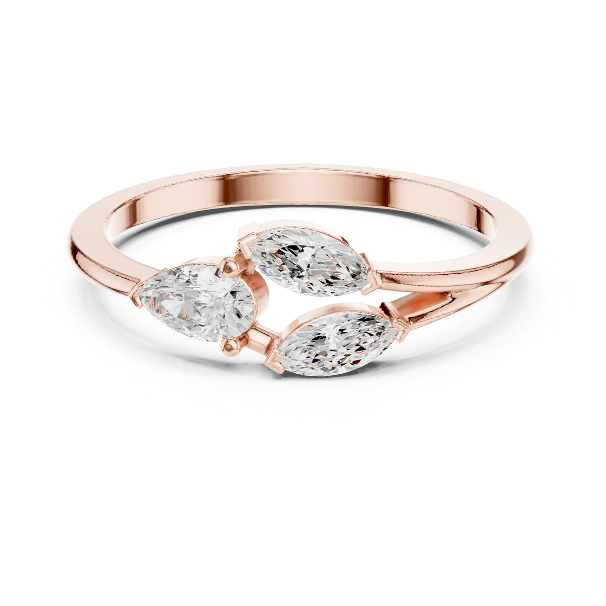 Pear and Marquise Leaf Cluster Diamond Engagement Ring