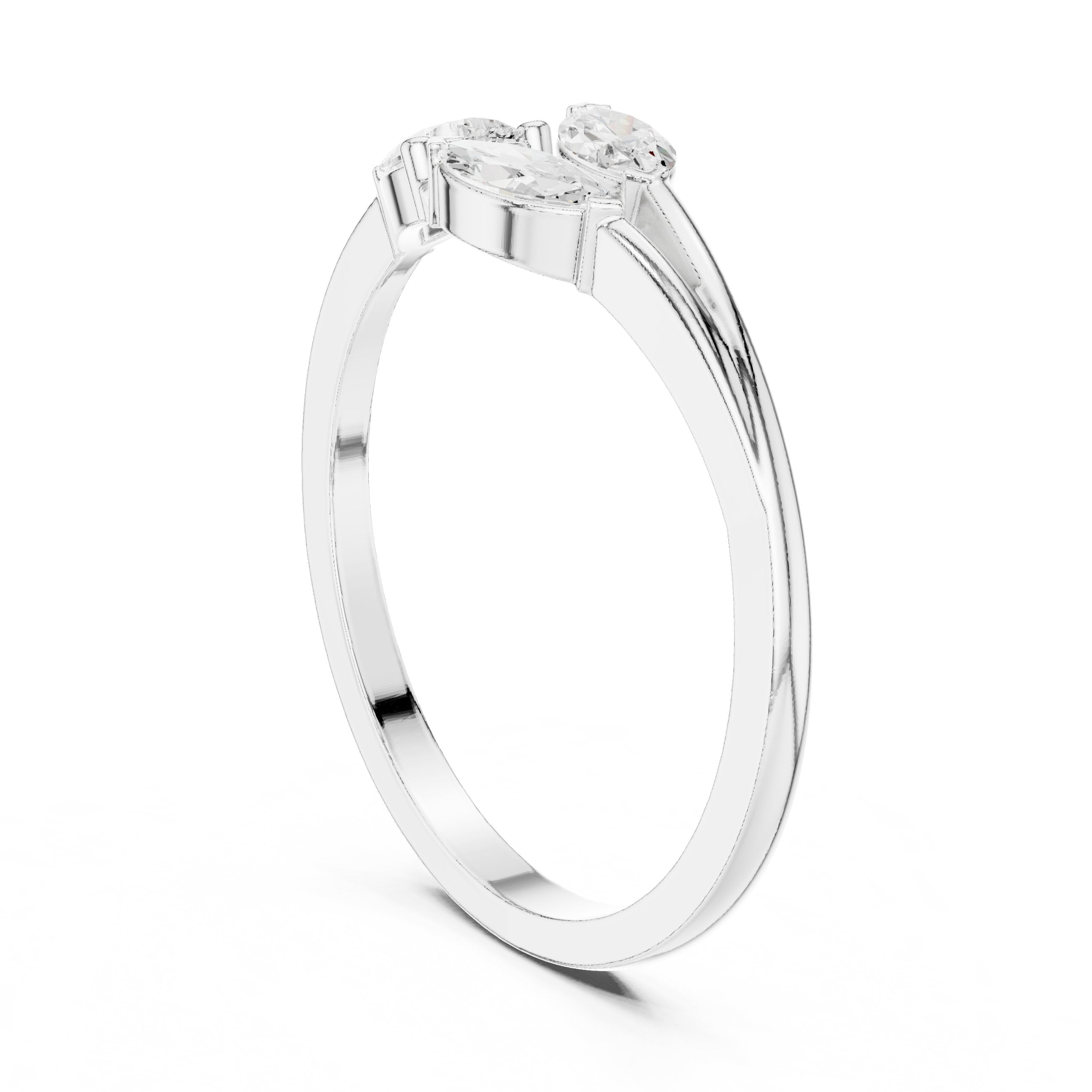 Pear and Marquise Leaf Cluster Diamond Engagement Ring in White Gold - VYKA Diamonds