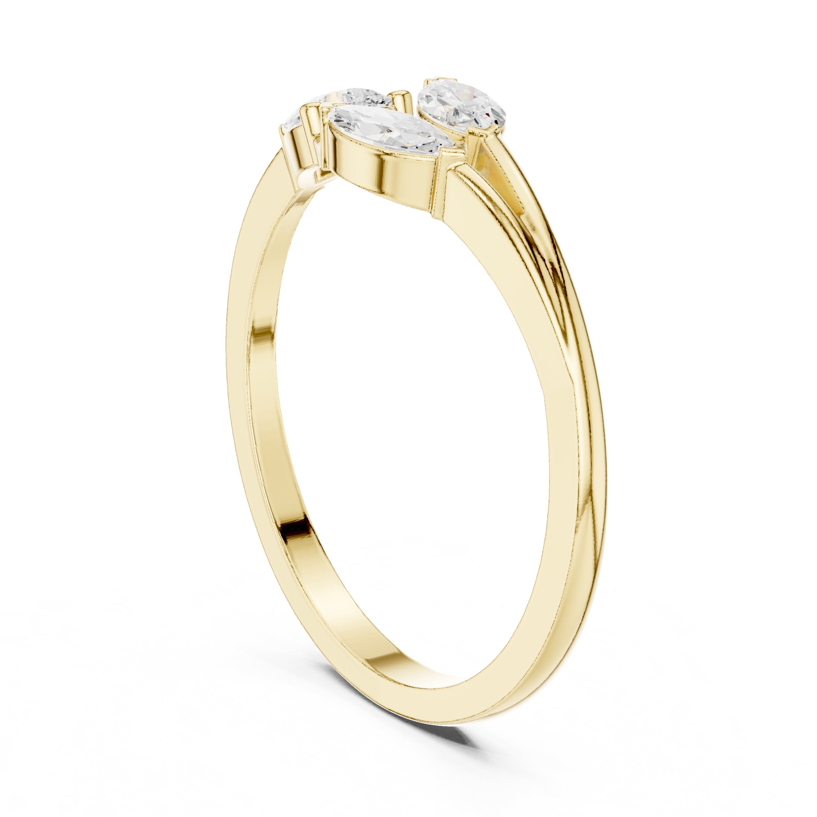Pear and Marquise Leaf Cluster Diamond Engagement Ring in Yellow Gold - VYKA Diamonds