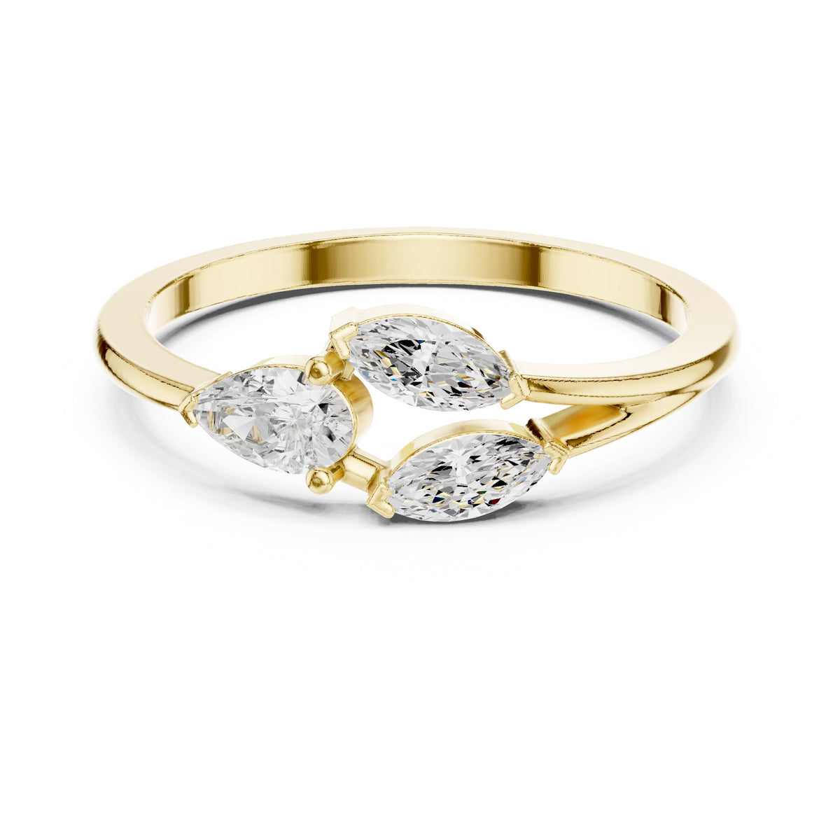 Pear and Marquise Leaf Cluster Diamond Engagement Ring