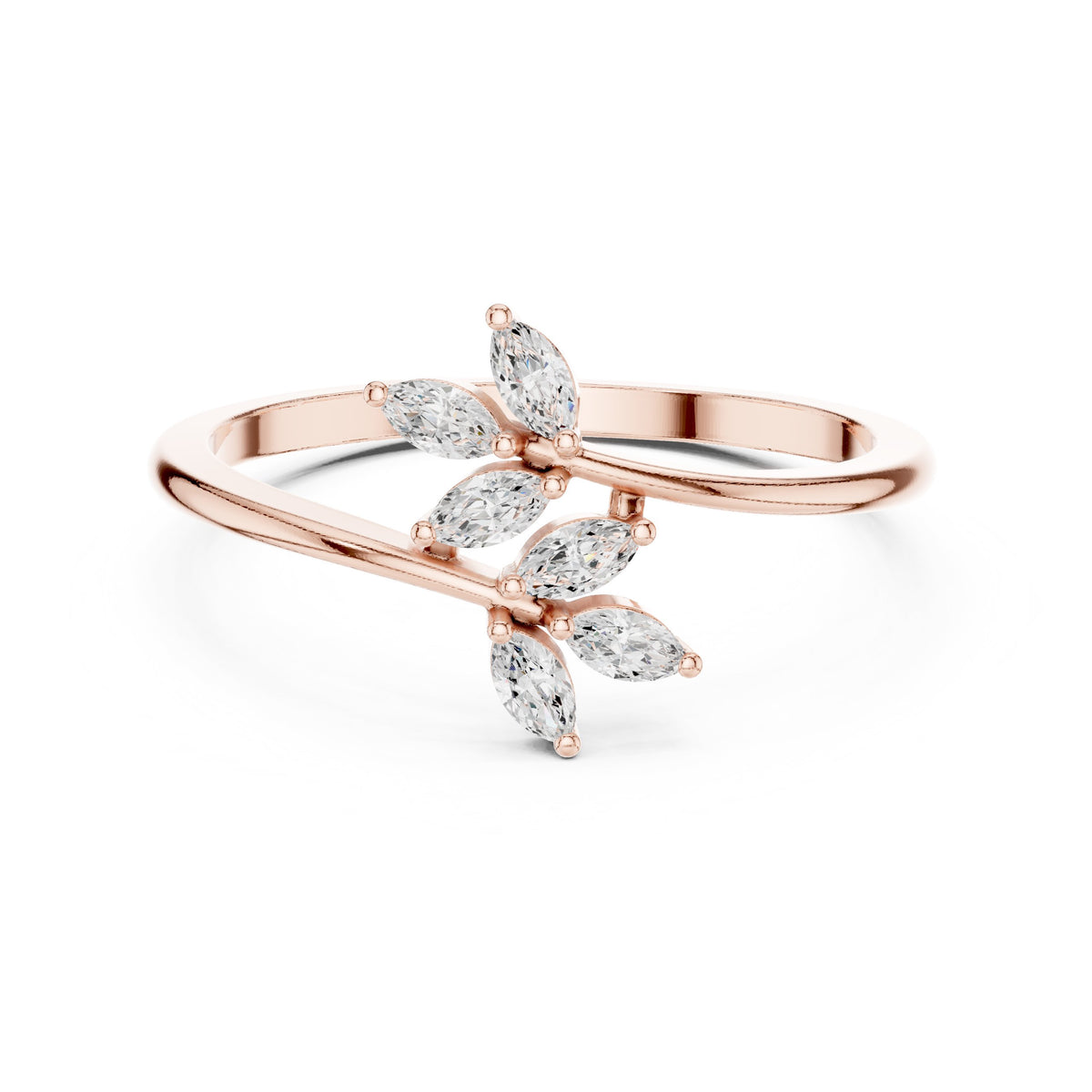 Marquise Diamond Leaf and Vine Engagement Ring