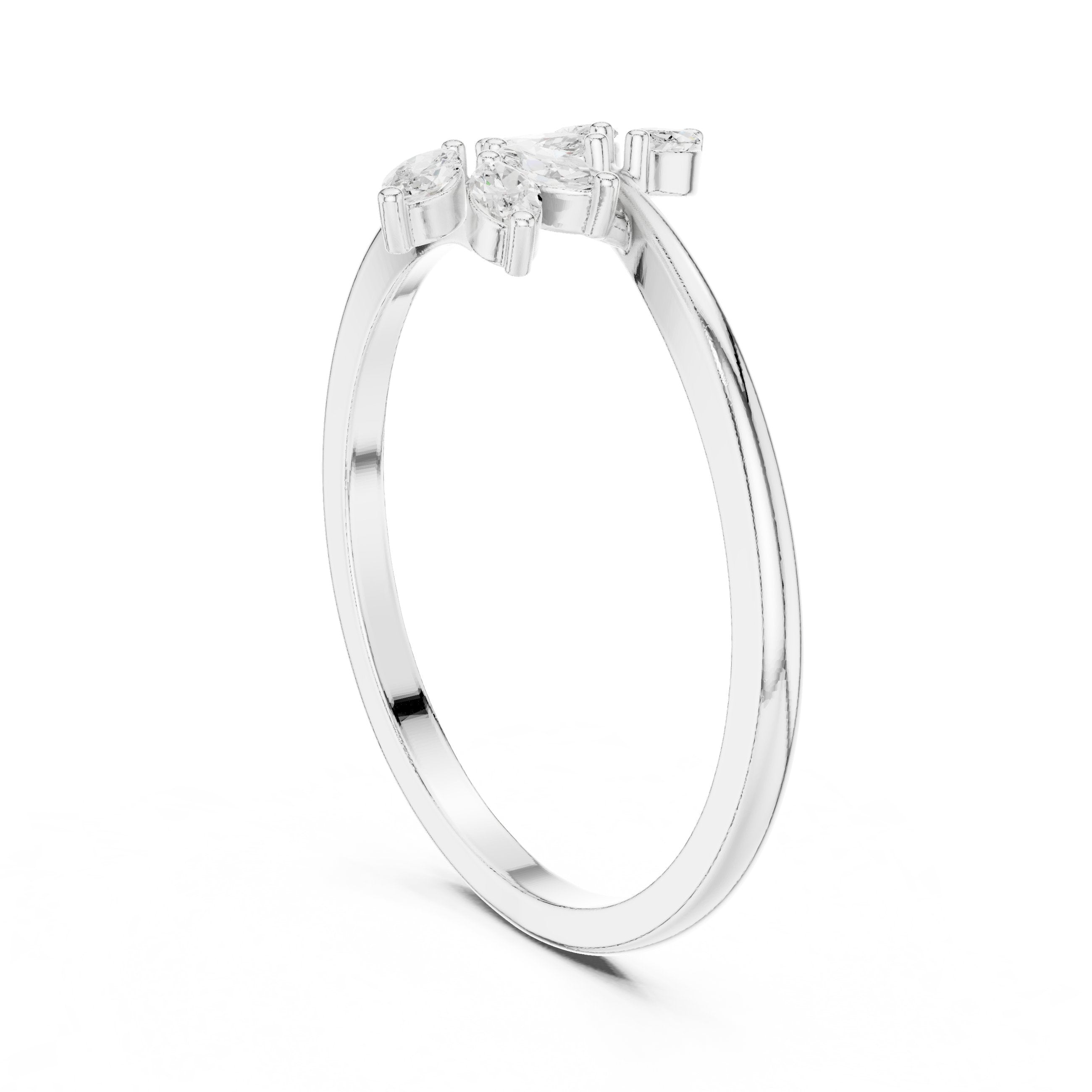 Marquise Diamond Leaf and Vine Engagement Ring in White Gold - VYKA Diamonds
