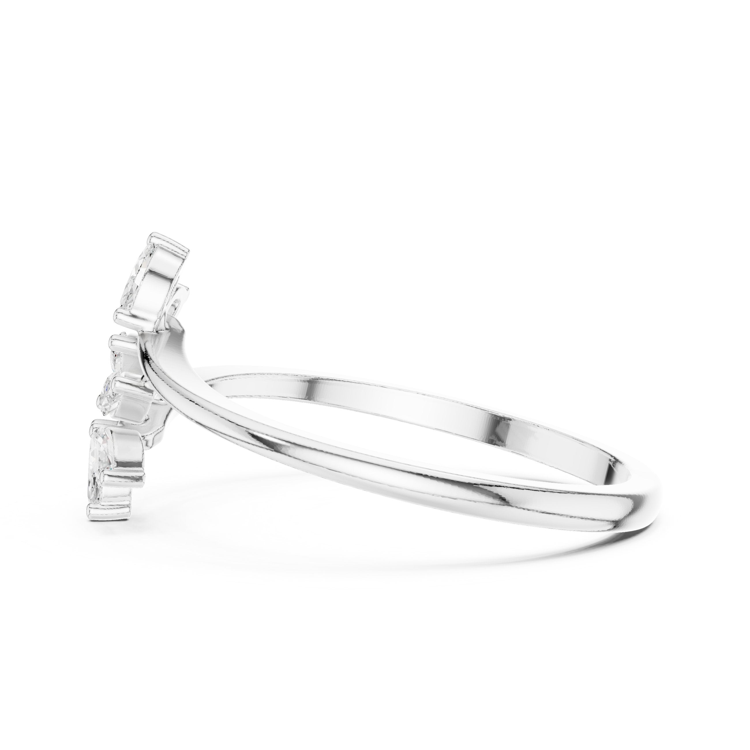 Marquise Diamond Leaf and Vine Engagement Ring in White Gold - VYKA Diamonds