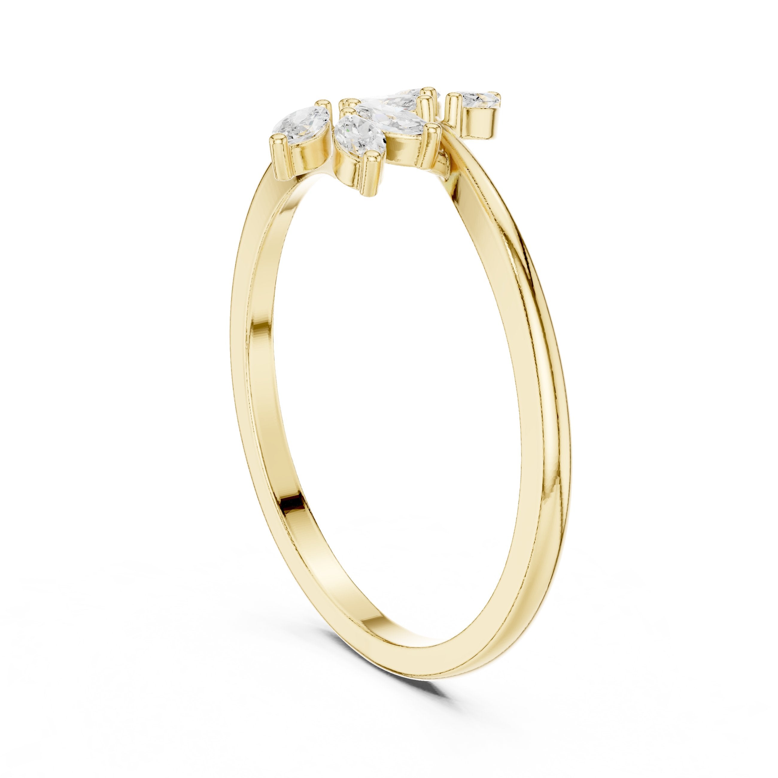 Marquise Diamond Leaf and Vine Engagement Ring in Yellow Gold - VYKA Diamonds