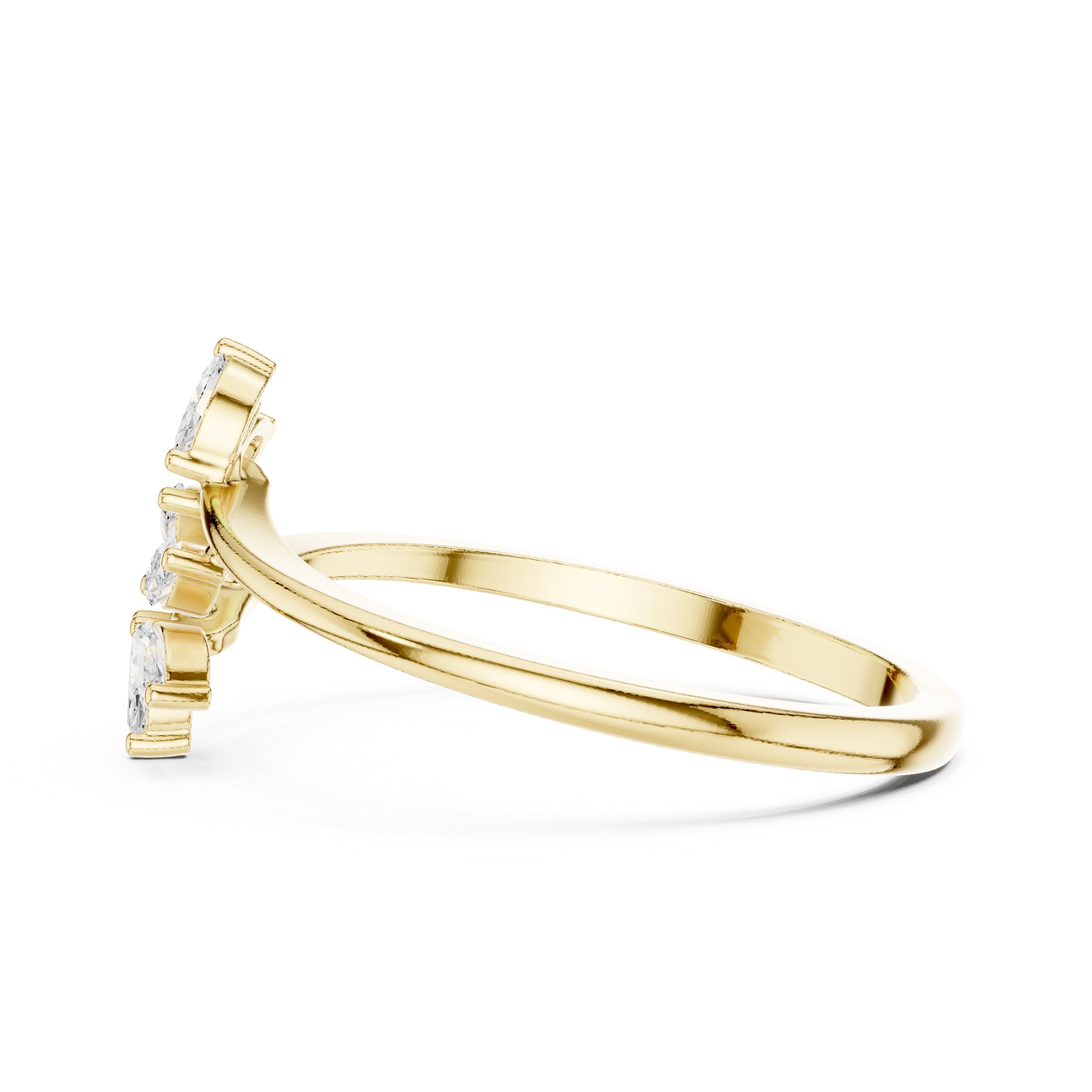Marquise Diamond Leaf and Vine Engagement Ring in Yellow Gold - VYKA Diamonds