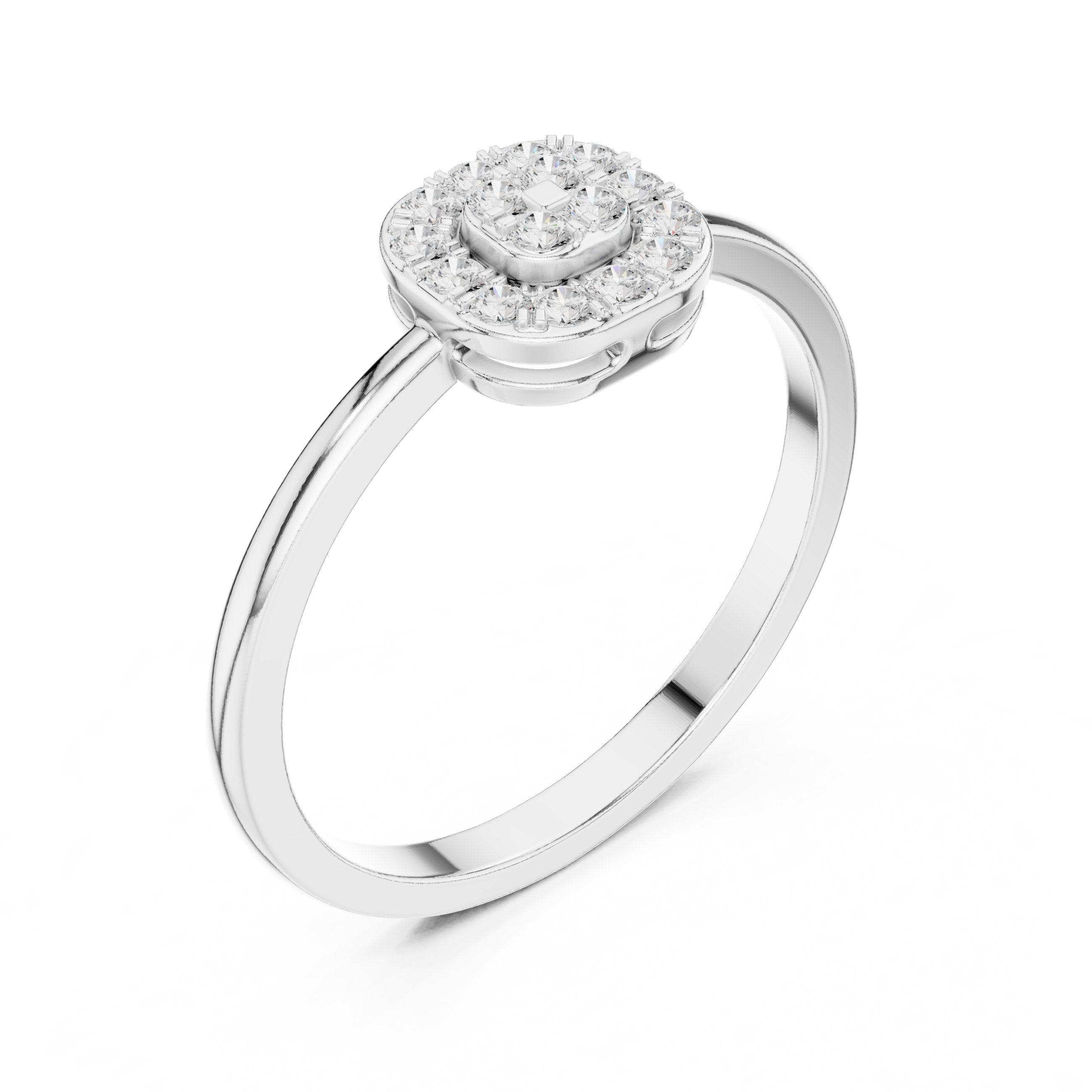 Frosted Milgrain Diamond Engagement Ring in White Gold - VYKA Diamonds