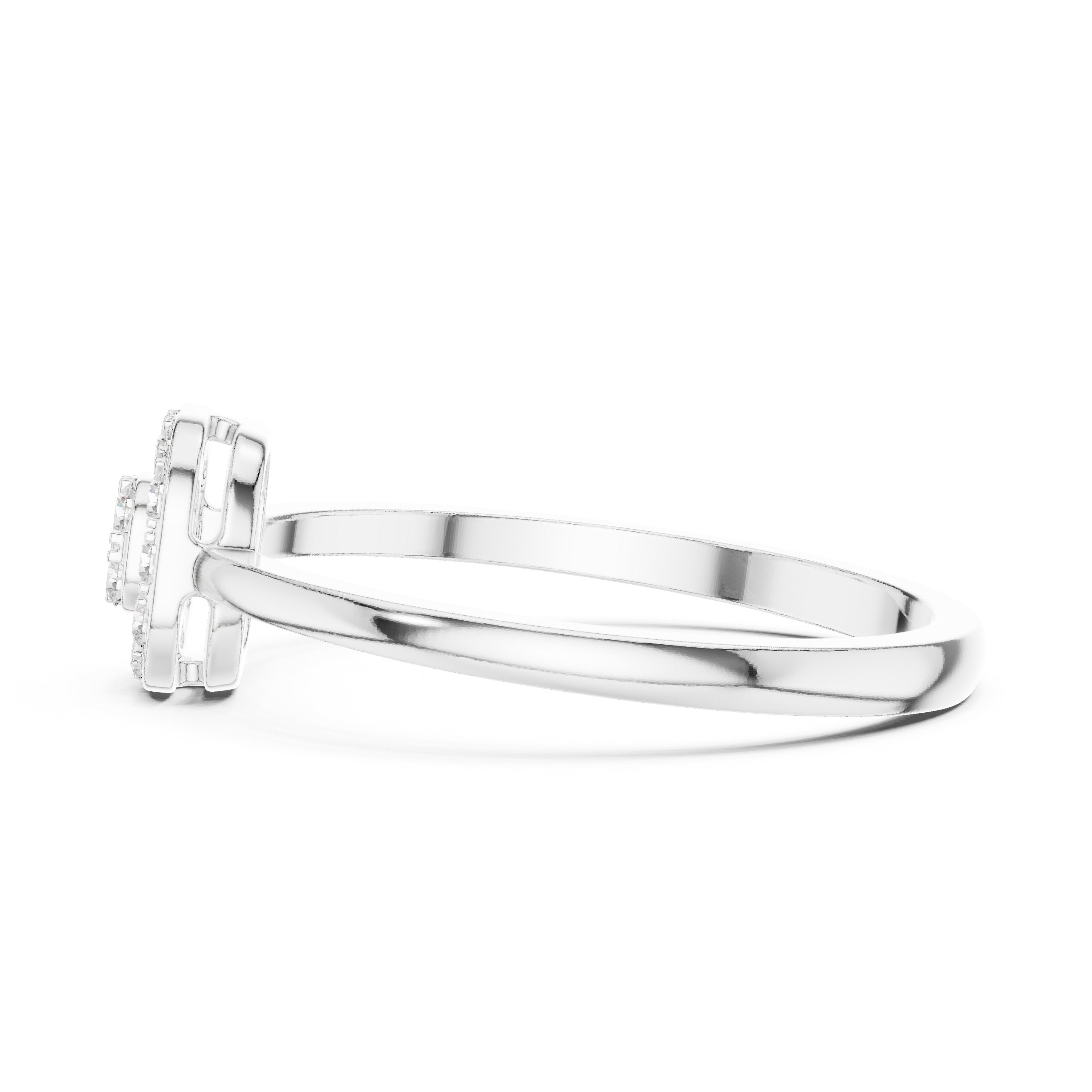 Frosted Milgrain Diamond Engagement Ring in White Gold - VYKA Diamonds
