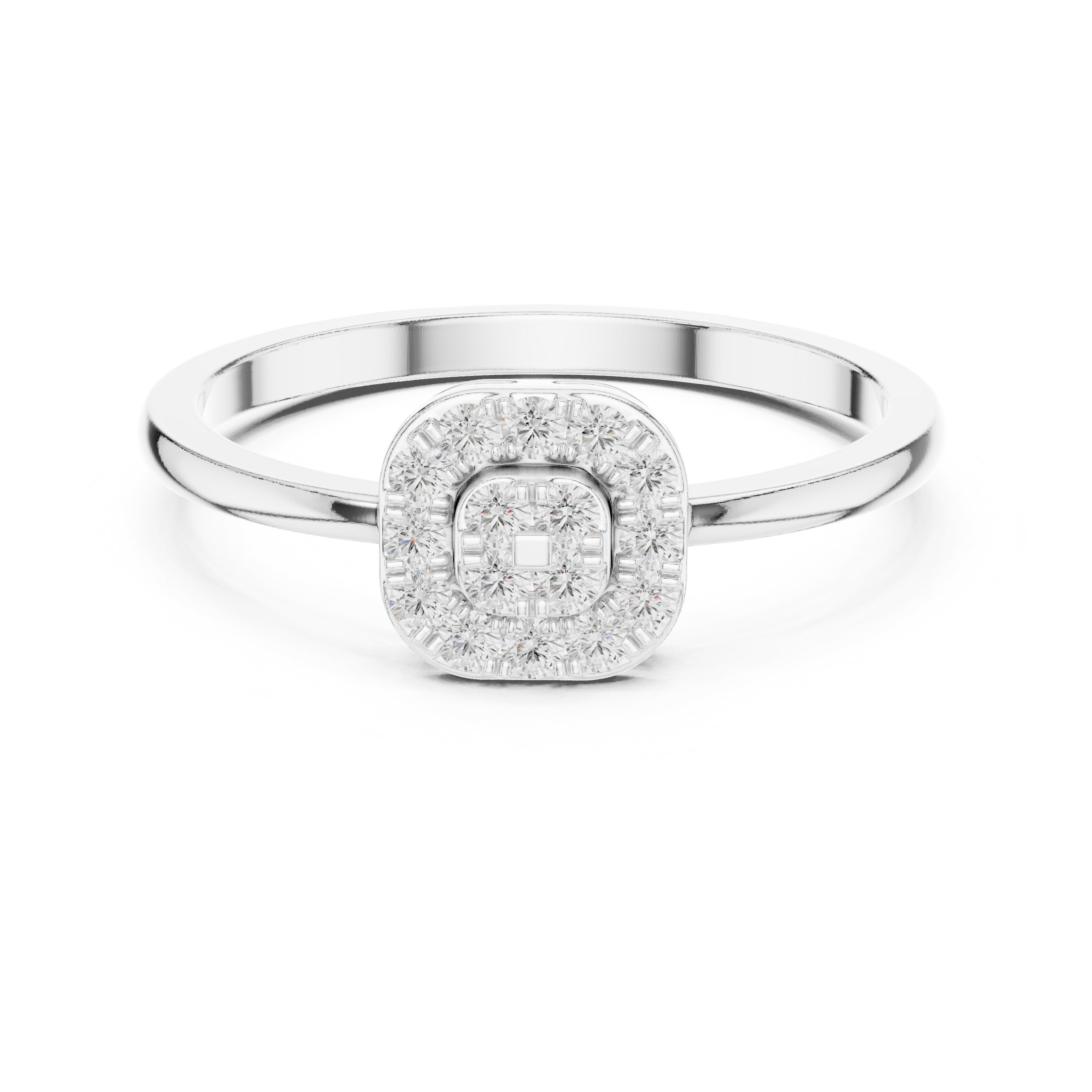 Frosted Milgrain Diamond Engagement Ring in White Gold - VYKA Diamonds
