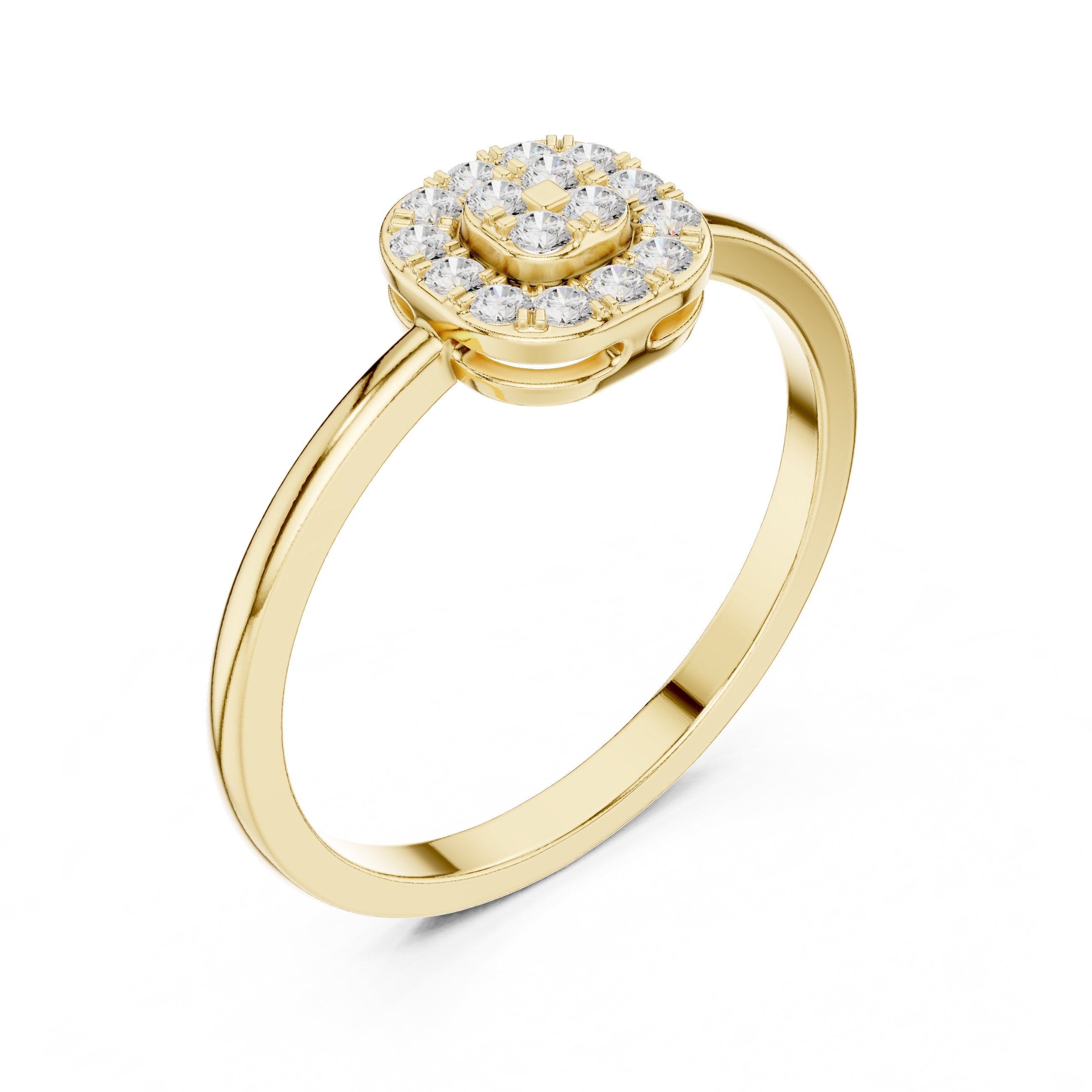 Frosted Milgrain Diamond Engagement Ring in Yellow Gold - VYKA Diamonds