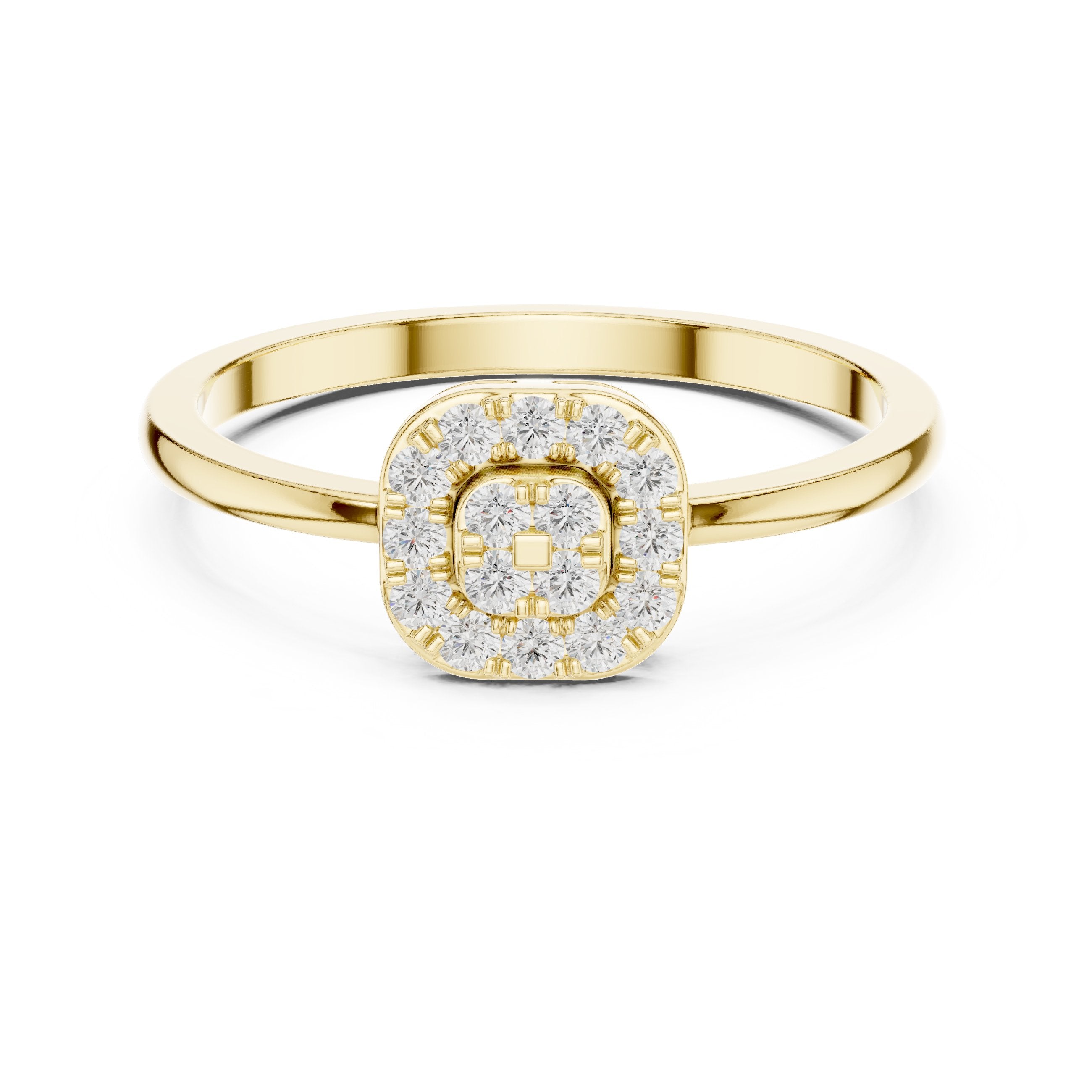 Frosted Milgrain Diamond Engagement Ring in Yellow Gold - VYKA Diamonds