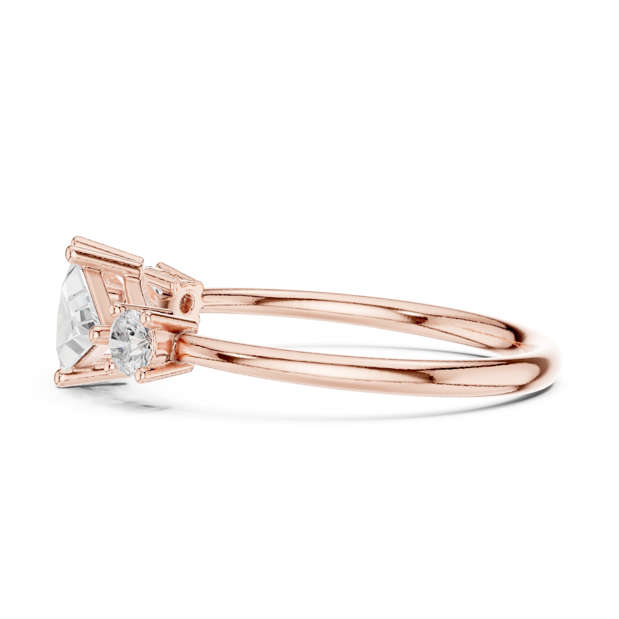 Round and Trillion Constellation Engagement Ring in Rose Gold - VYKA Diamonds