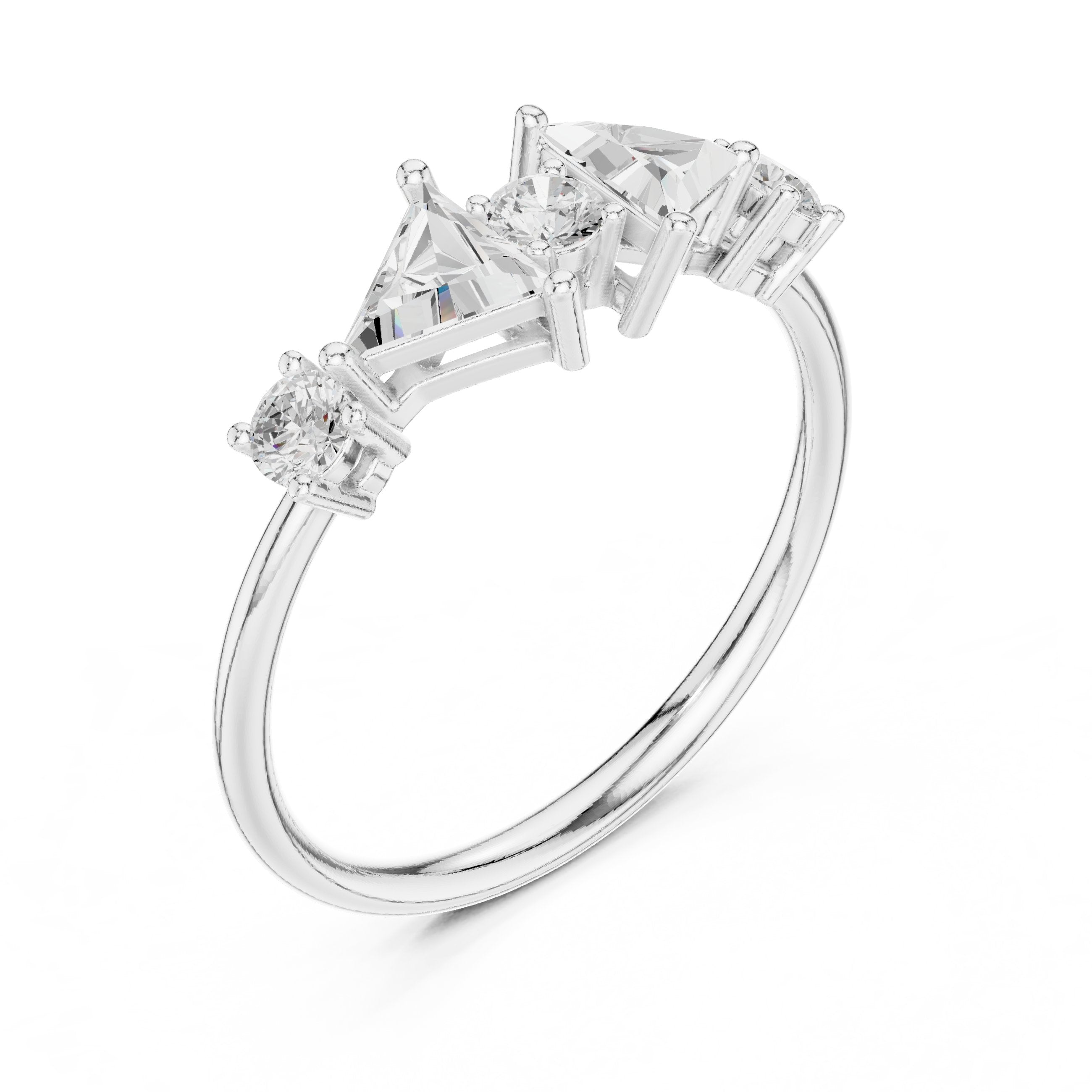 Round and Trillion Constellation Engagement Ring in White Gold - VYKA Diamonds