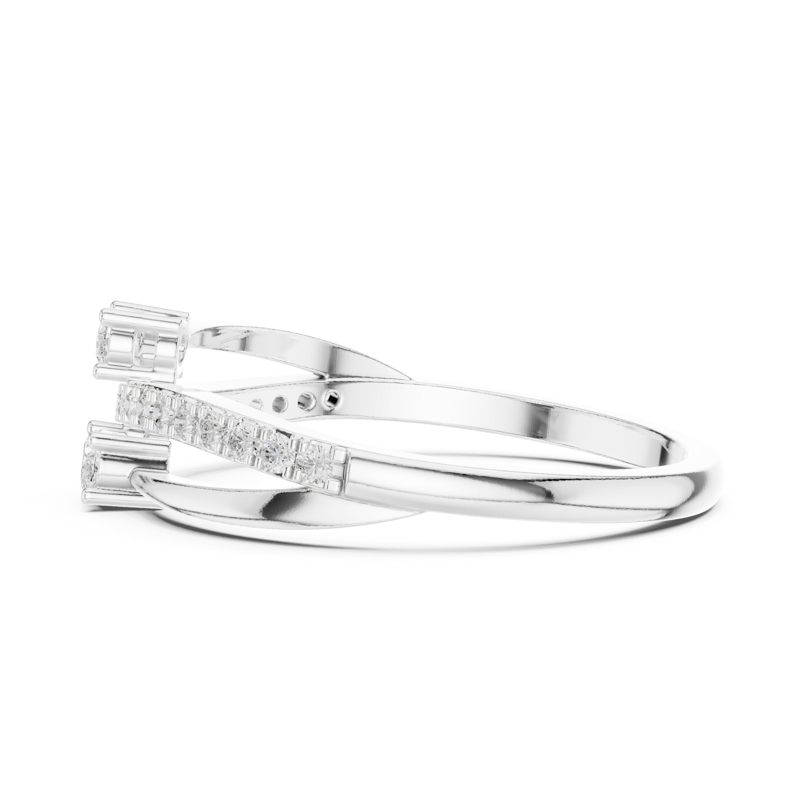 خاتم ألماس التفافي ثنائي الأحجار in White Gold - VYKA Diamonds