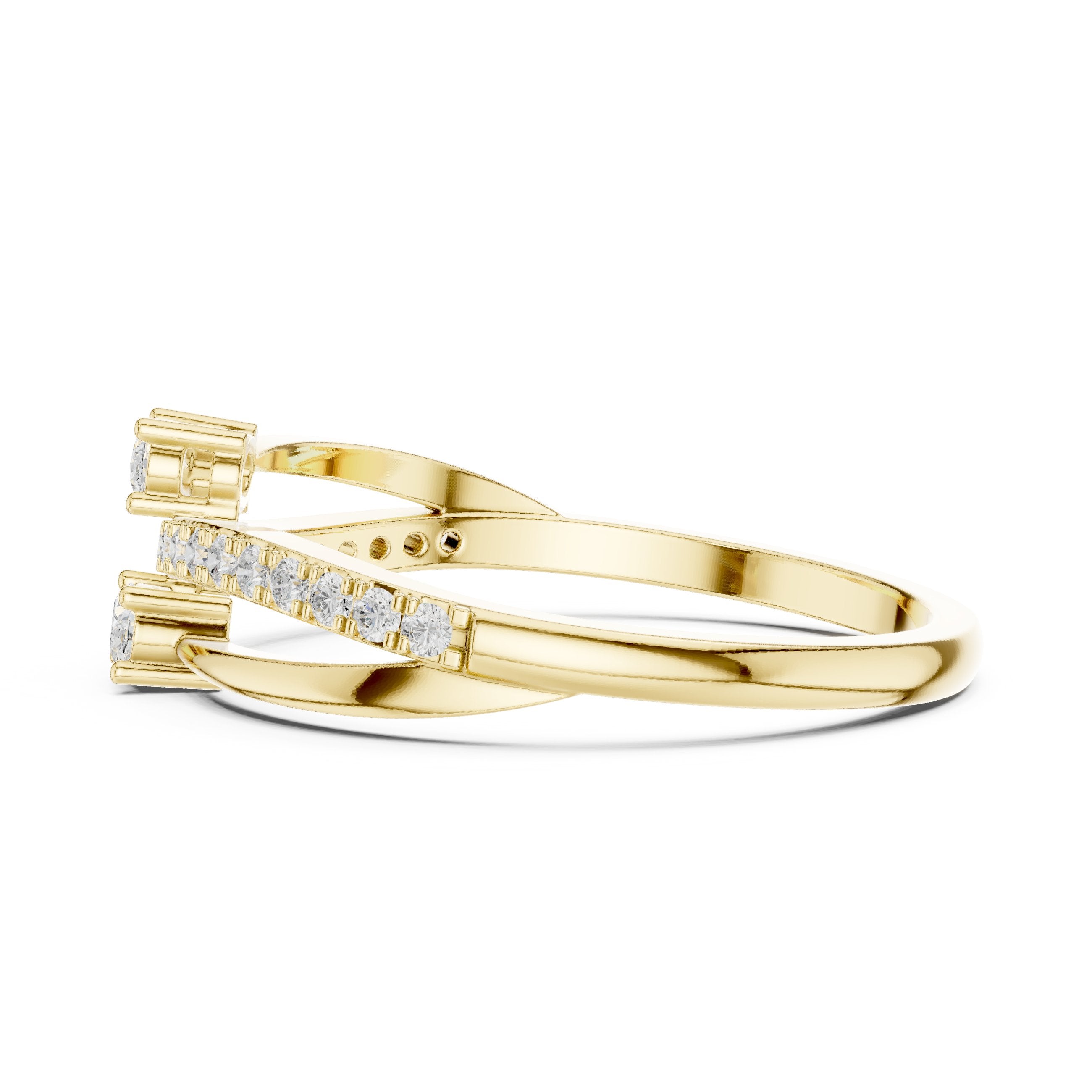 خاتم ألماس التفافي ثنائي الأحجار in Yellow Gold - VYKA Diamonds