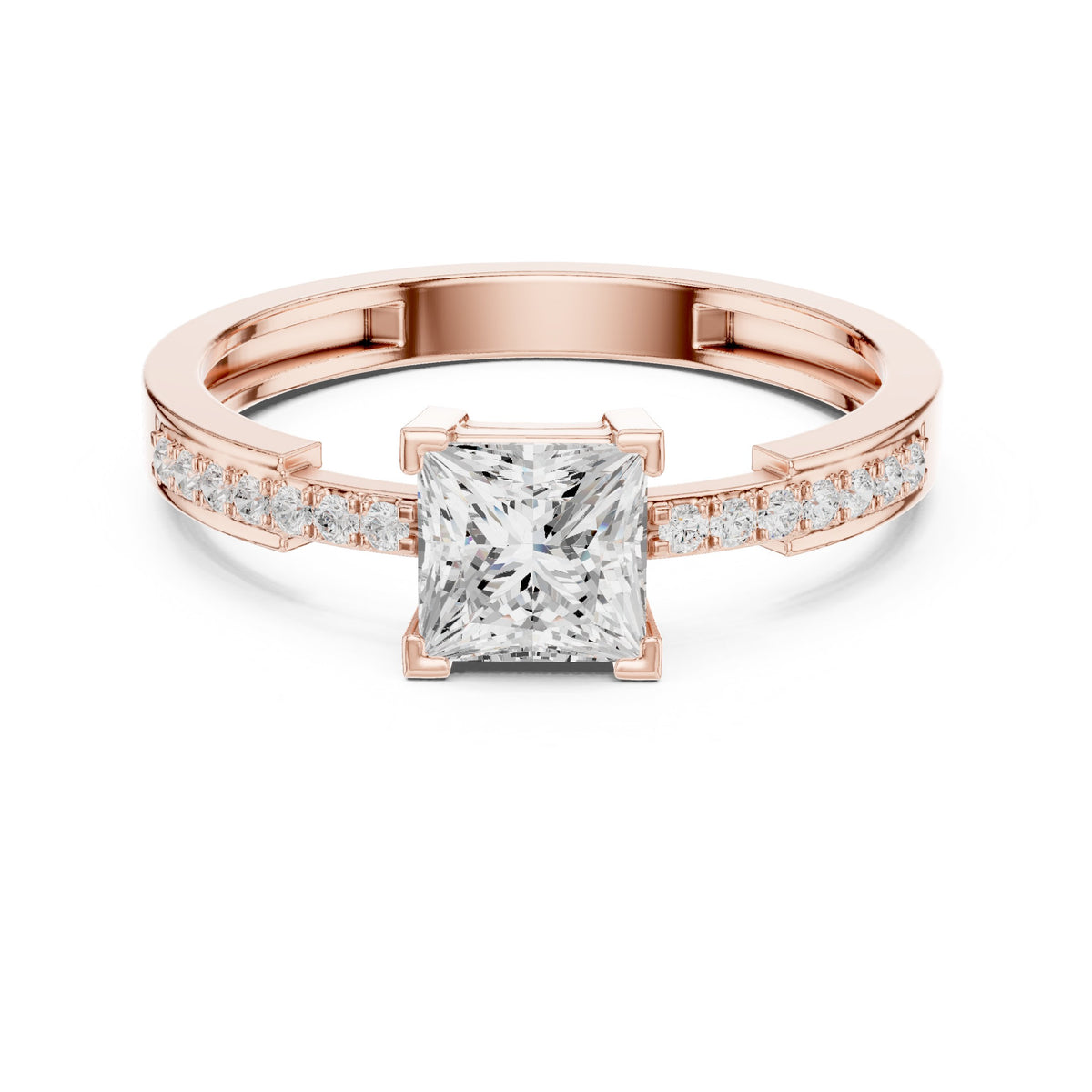 Kite Princess Cut Engagement Ring with Channel Set Band