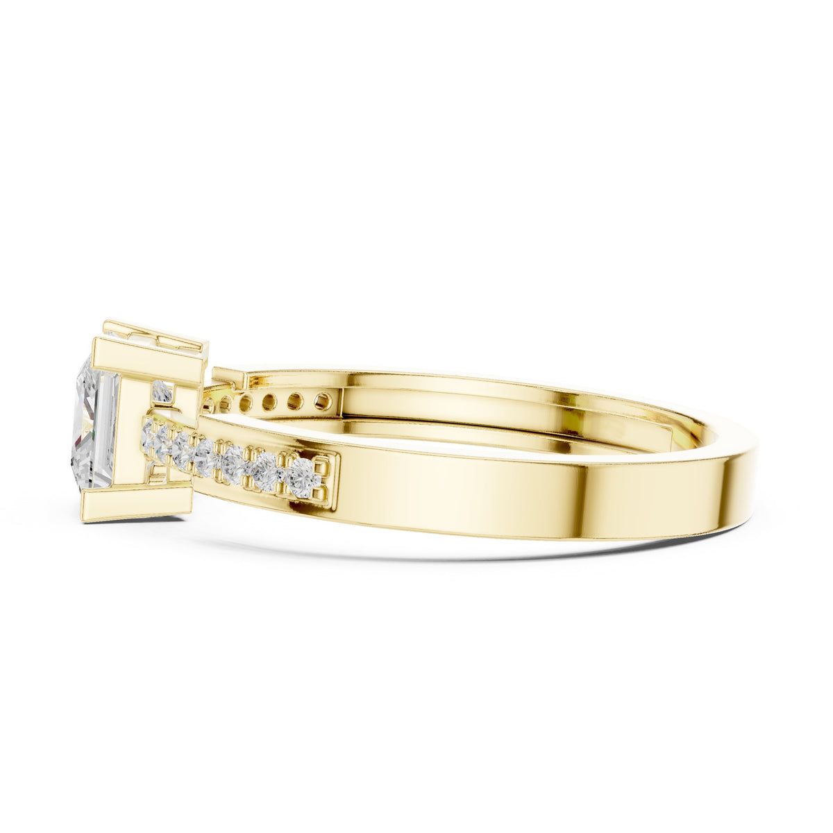 Kite Princess Cut Engagement Ring with Channel Set Band