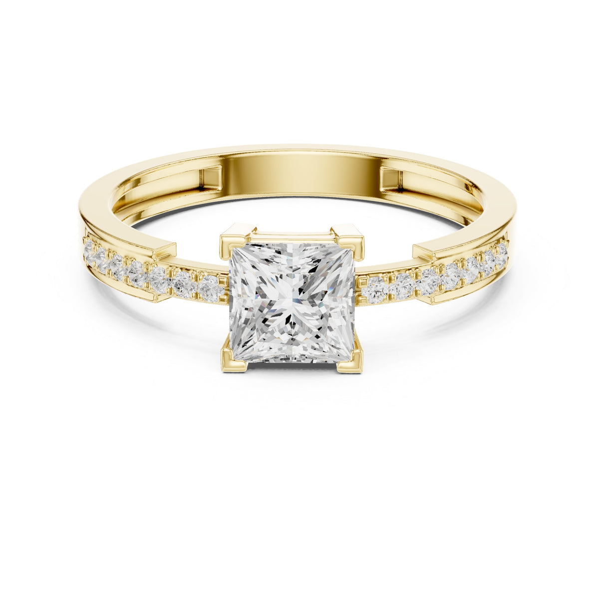 Kite Princess Cut Engagement Ring with Channel Set Band