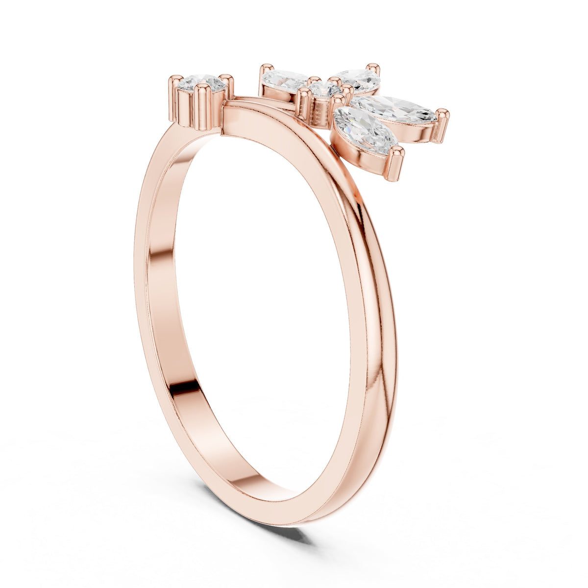 Marquise Floral Cluster Bypass Diamond Ring