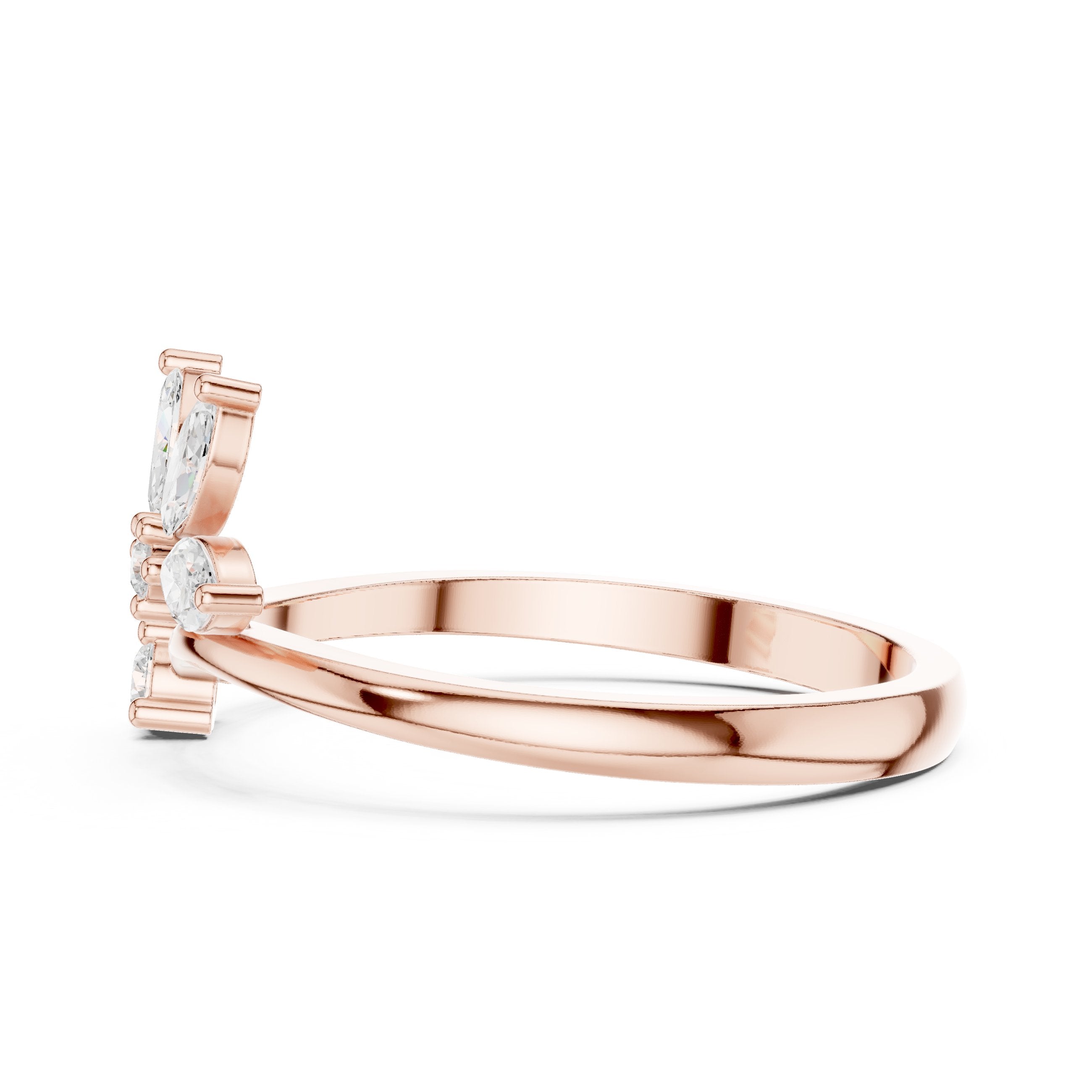 Marquise Floral Cluster Bypass Diamond Ring in Rose Gold - VYKA Diamonds