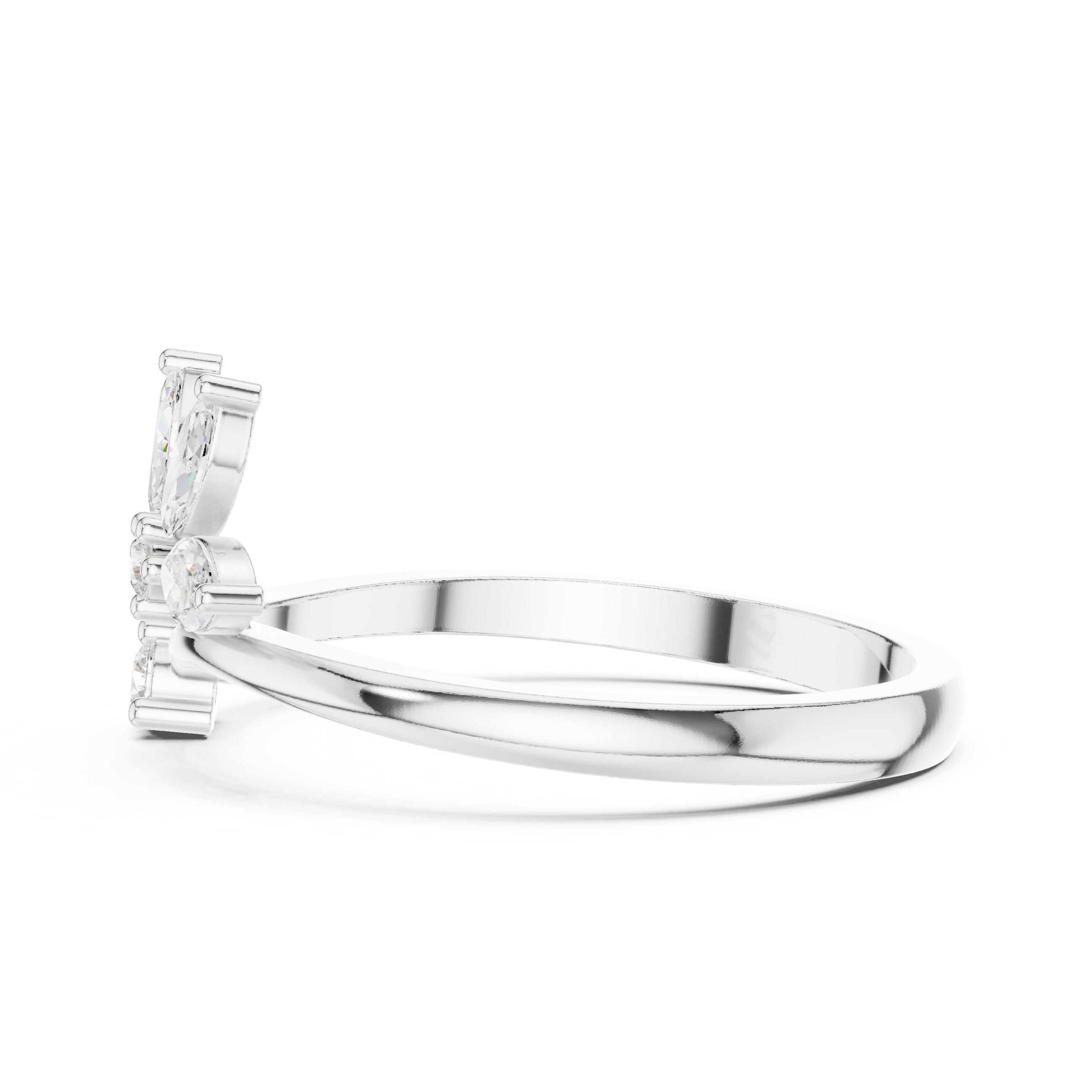 Marquise Floral Cluster Bypass Diamond Ring in White Gold - VYKA Diamonds