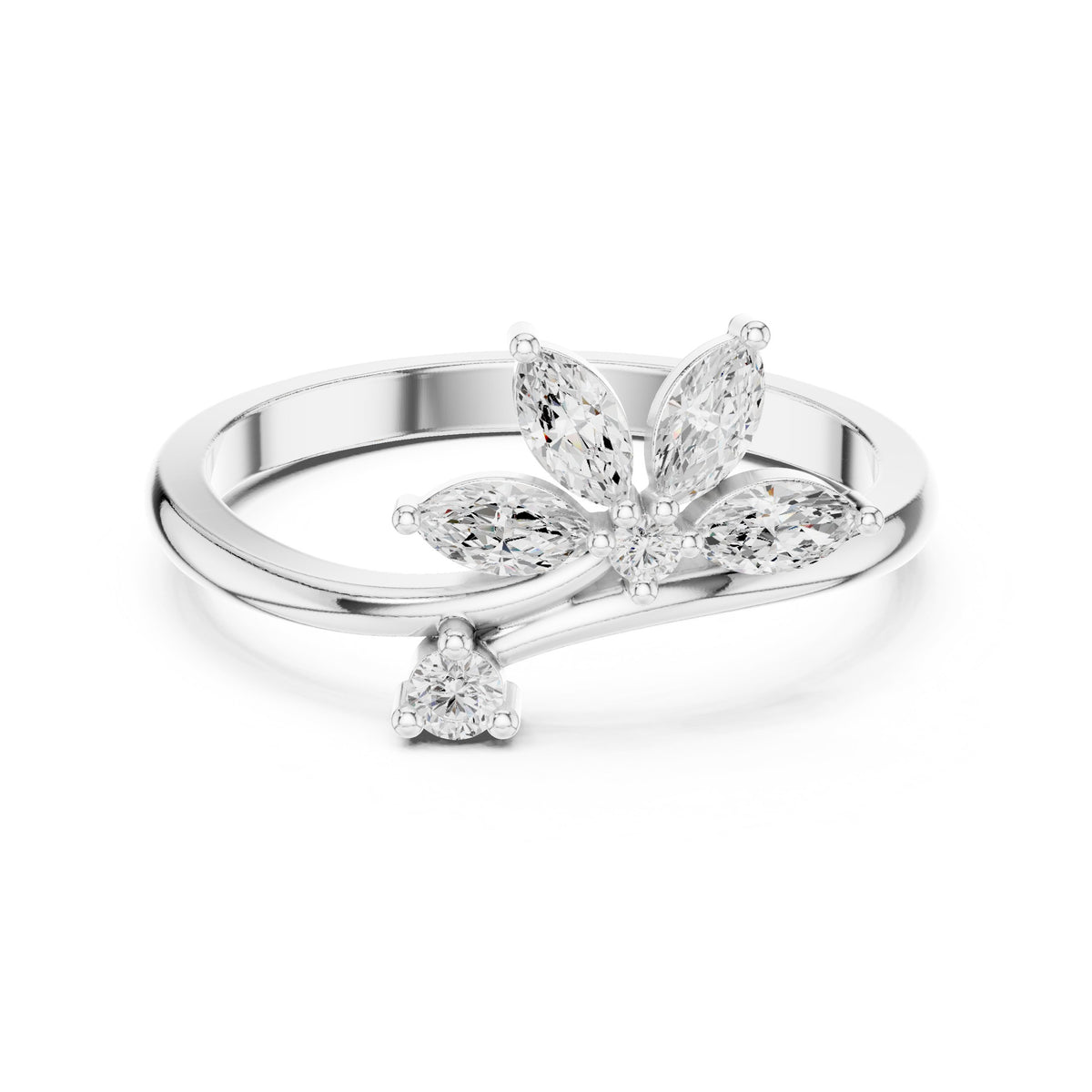 Marquise Floral Cluster Bypass Diamond Ring