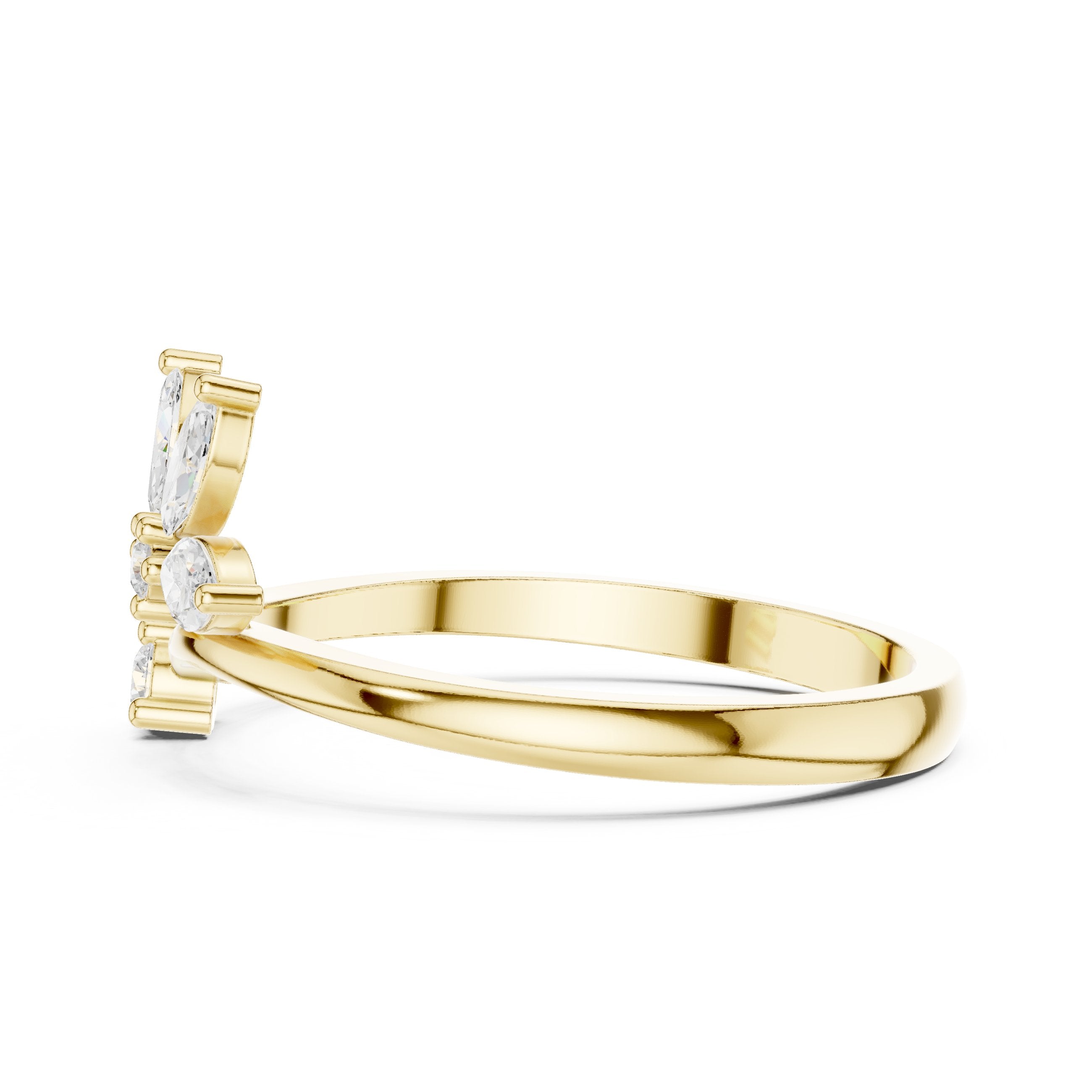 Marquise Floral Cluster Bypass Diamond Ring in Yellow Gold - VYKA Diamonds