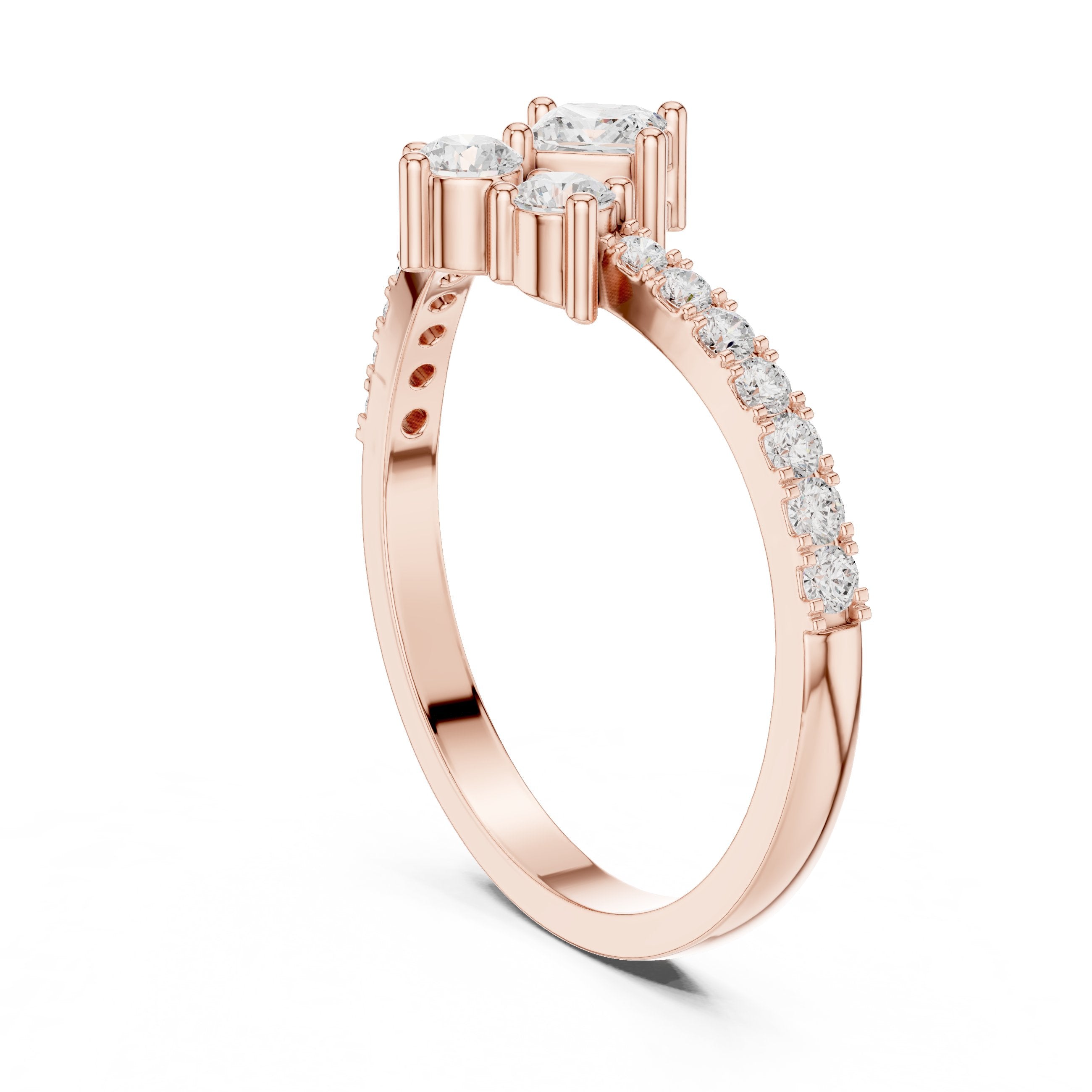 Pristine Princess Cut Diamond Engagement Ring in Rose Gold - VYKA Diamonds