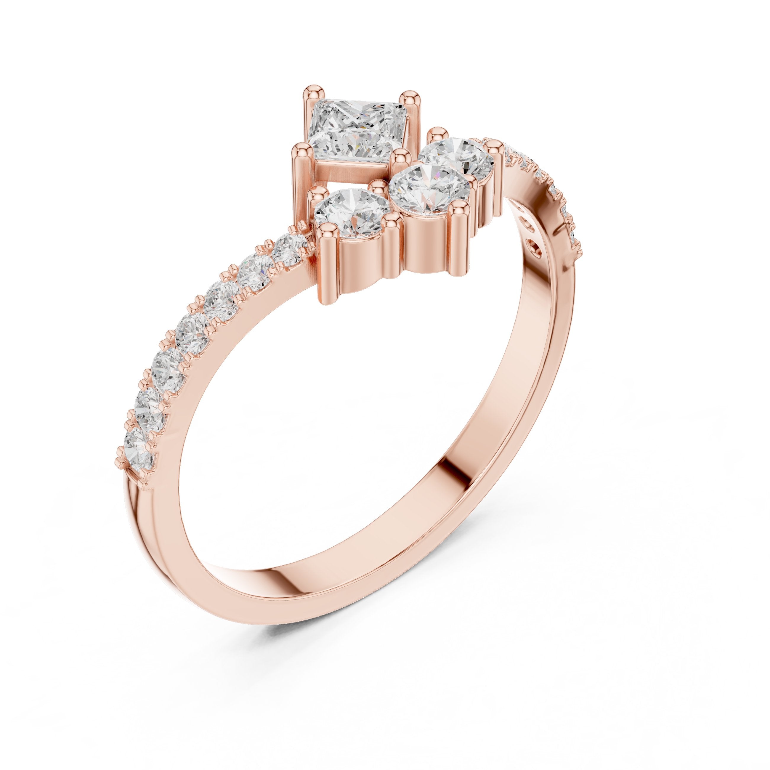 Pristine Princess Cut Diamond Engagement Ring in Rose Gold - VYKA Diamonds