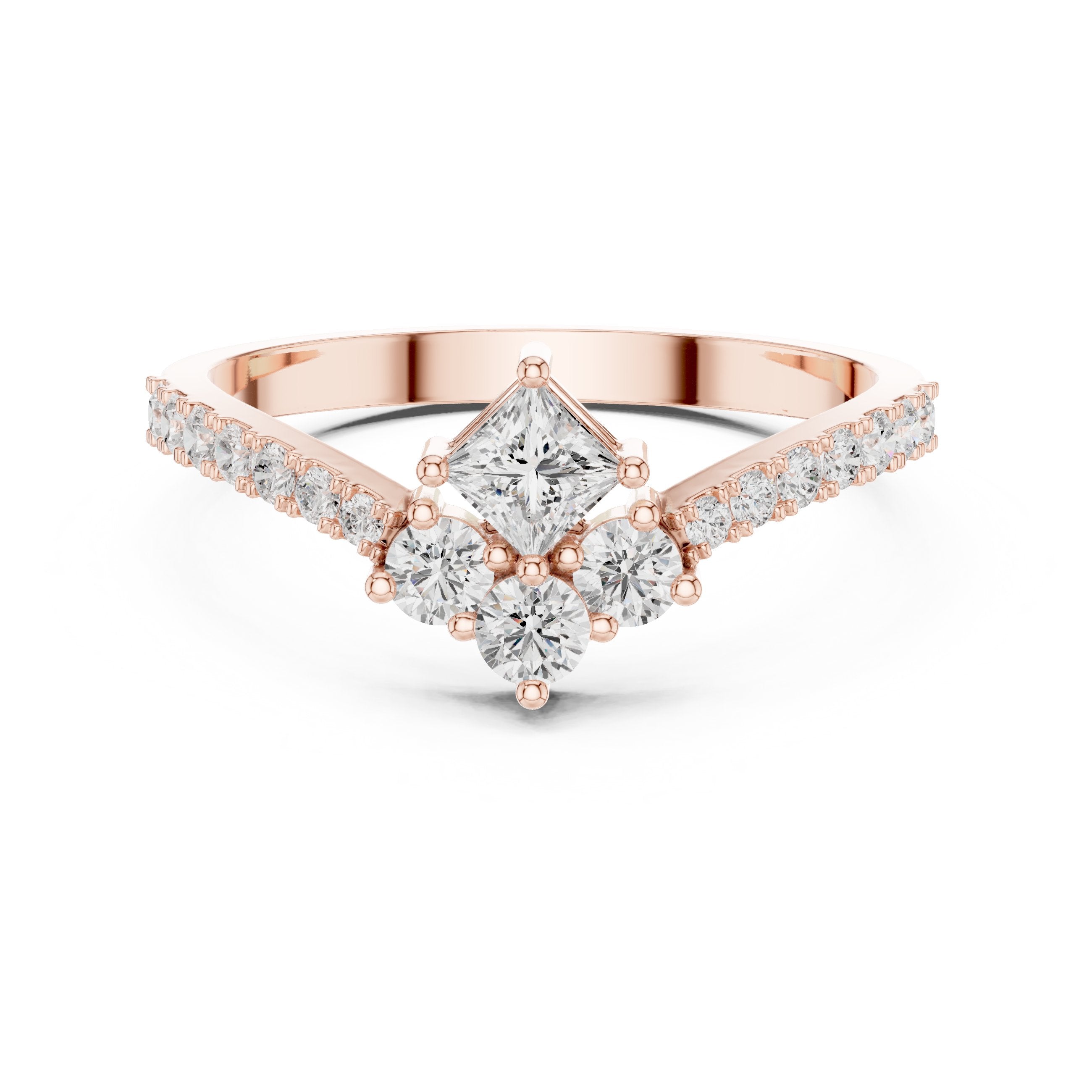Pristine Princess Cut Diamond Engagement Ring in Rose Gold - VYKA Diamonds
