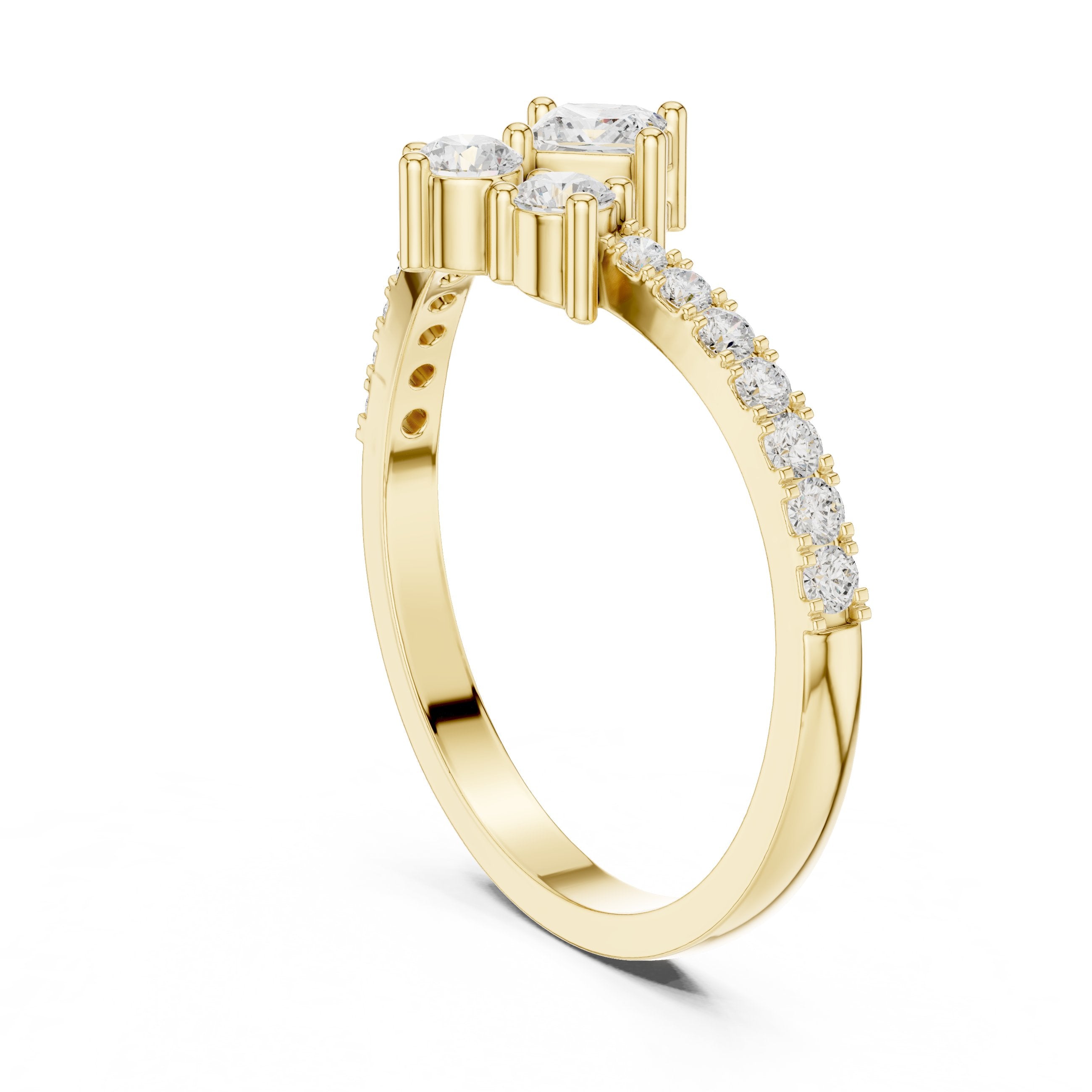 Pristine Princess Cut Diamond Engagement Ring in Yellow Gold - VYKA Diamonds