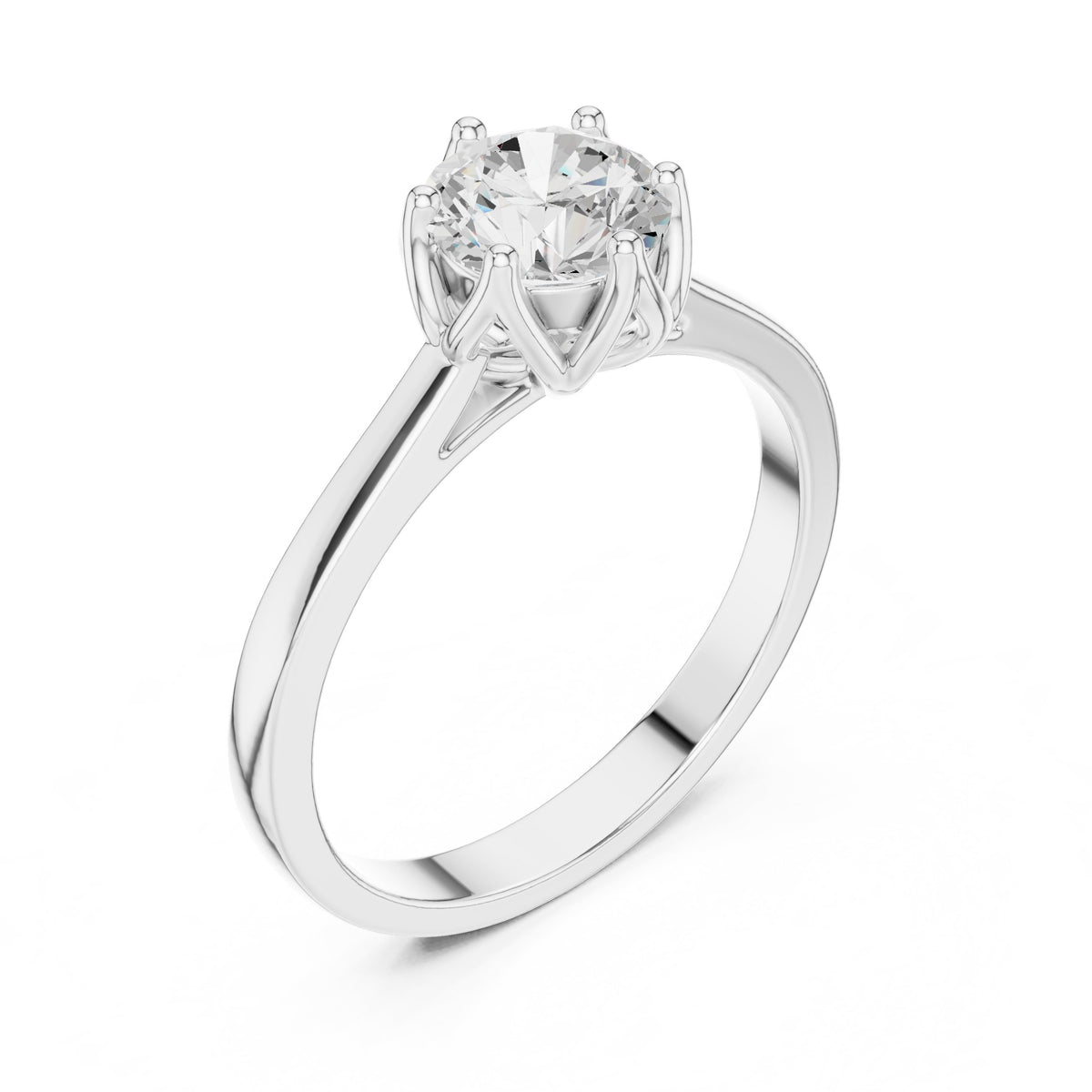 Round Diamond Six Prong Solitaire Engagement Ring