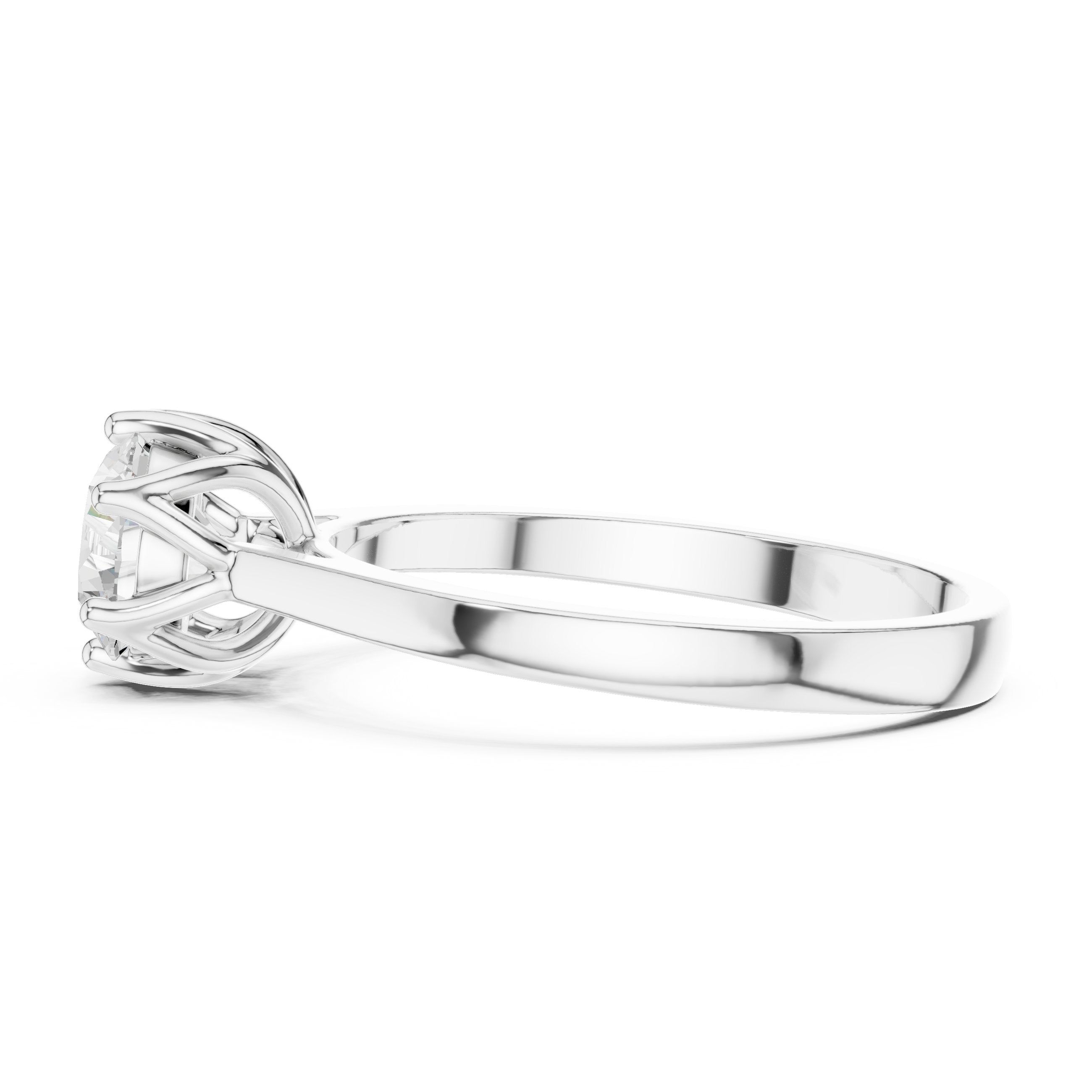 خاتم خطوبة سوليتير ألماس مستدير سداسي الكباسات in White Gold - VYKA Diamonds