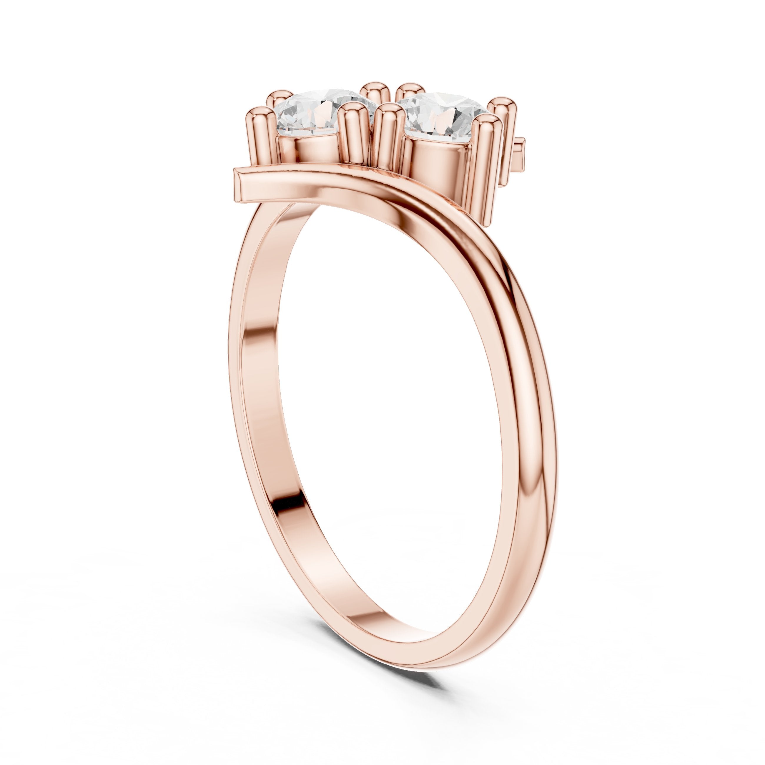 Two Stone Bypass Engagement Ring in Rose Gold - VYKA Diamonds