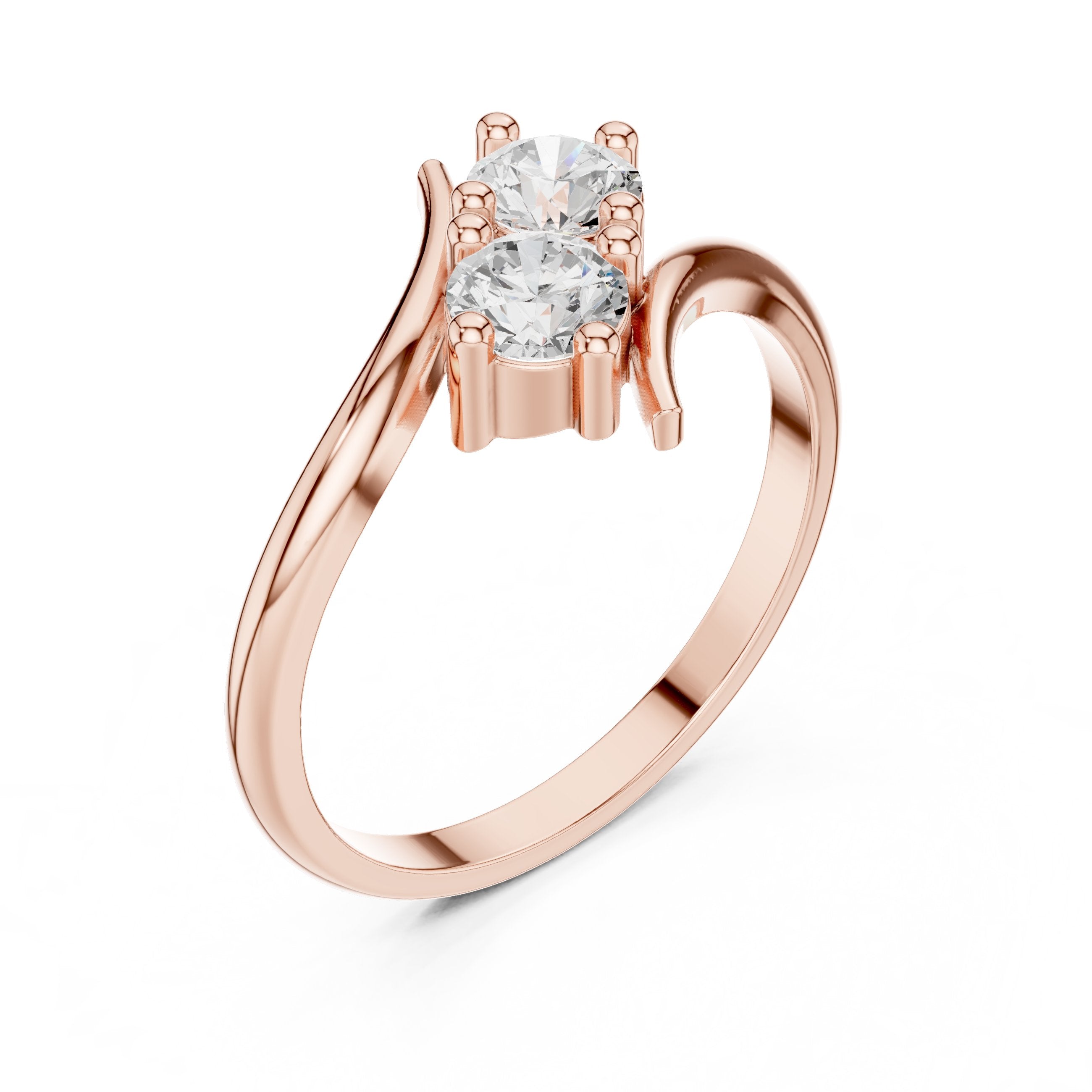 Two Stone Bypass Engagement Ring in Rose Gold - VYKA Diamonds