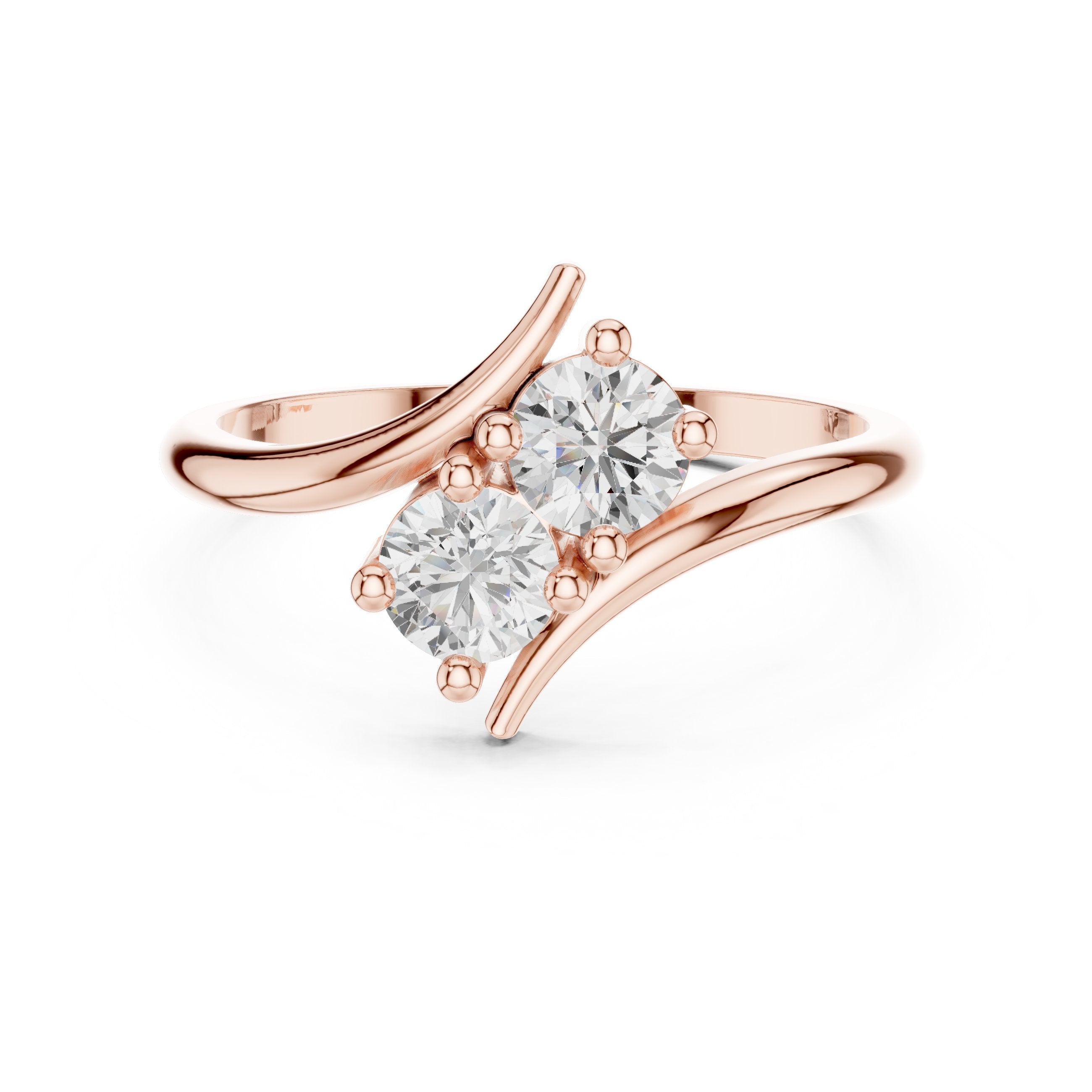 Two Stone Bypass Engagement Ring in Rose Gold - VYKA Diamonds