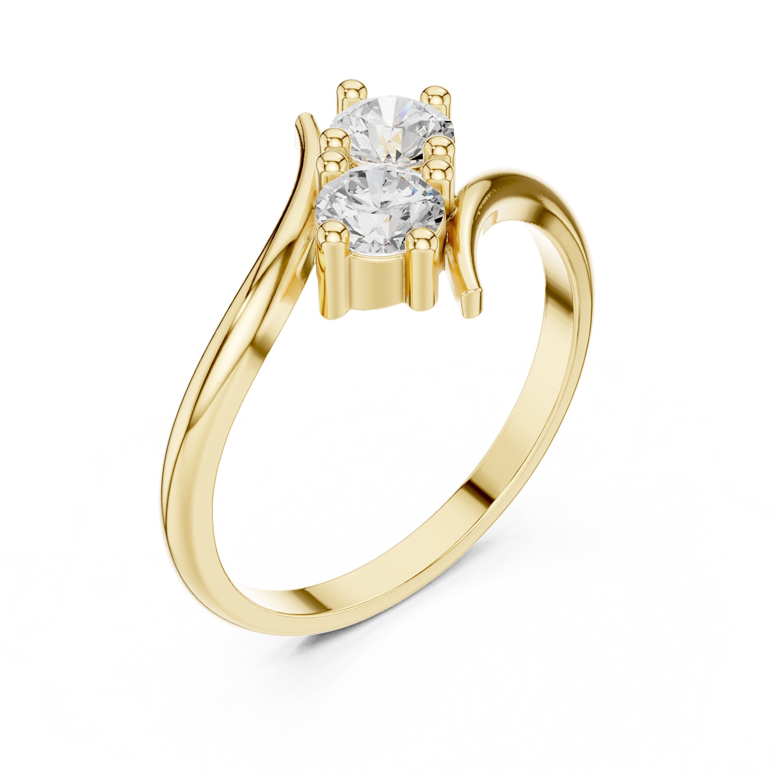 Two Stone Bypass Engagement Ring in Yellow Gold - VYKA Diamonds