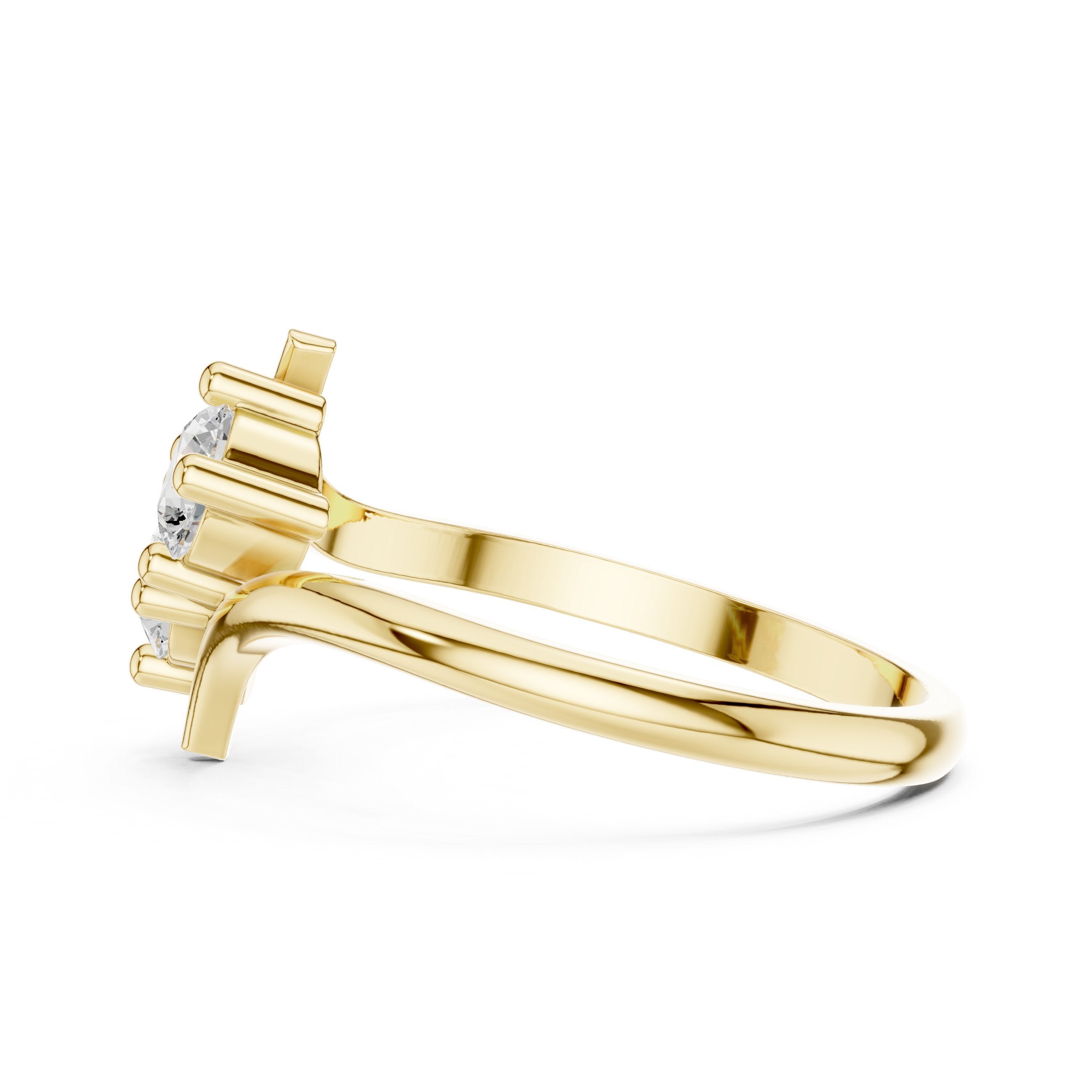 Two Stone Bypass Engagement Ring in Yellow Gold - VYKA Diamonds