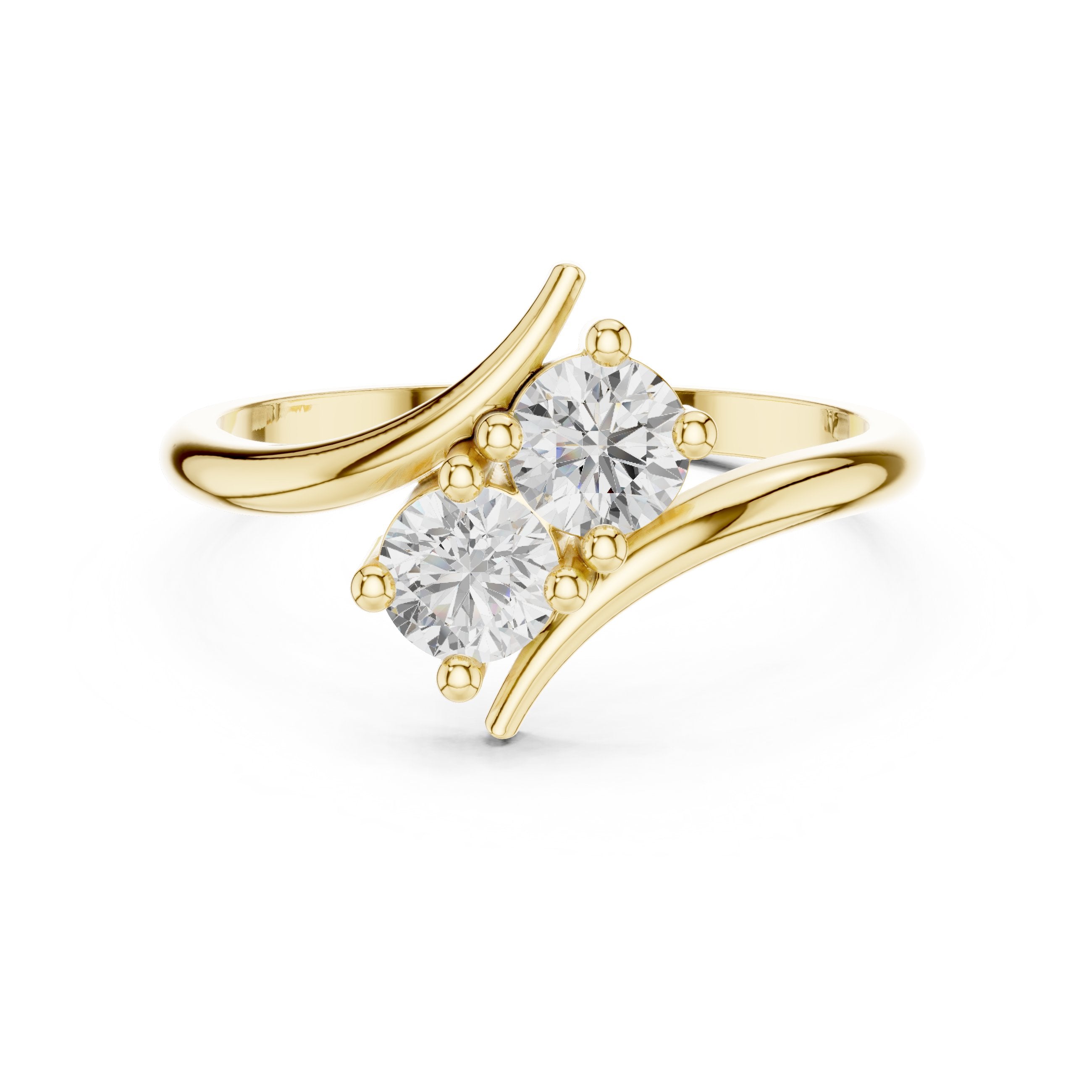 Two Stone Bypass Engagement Ring in Yellow Gold - VYKA Diamonds