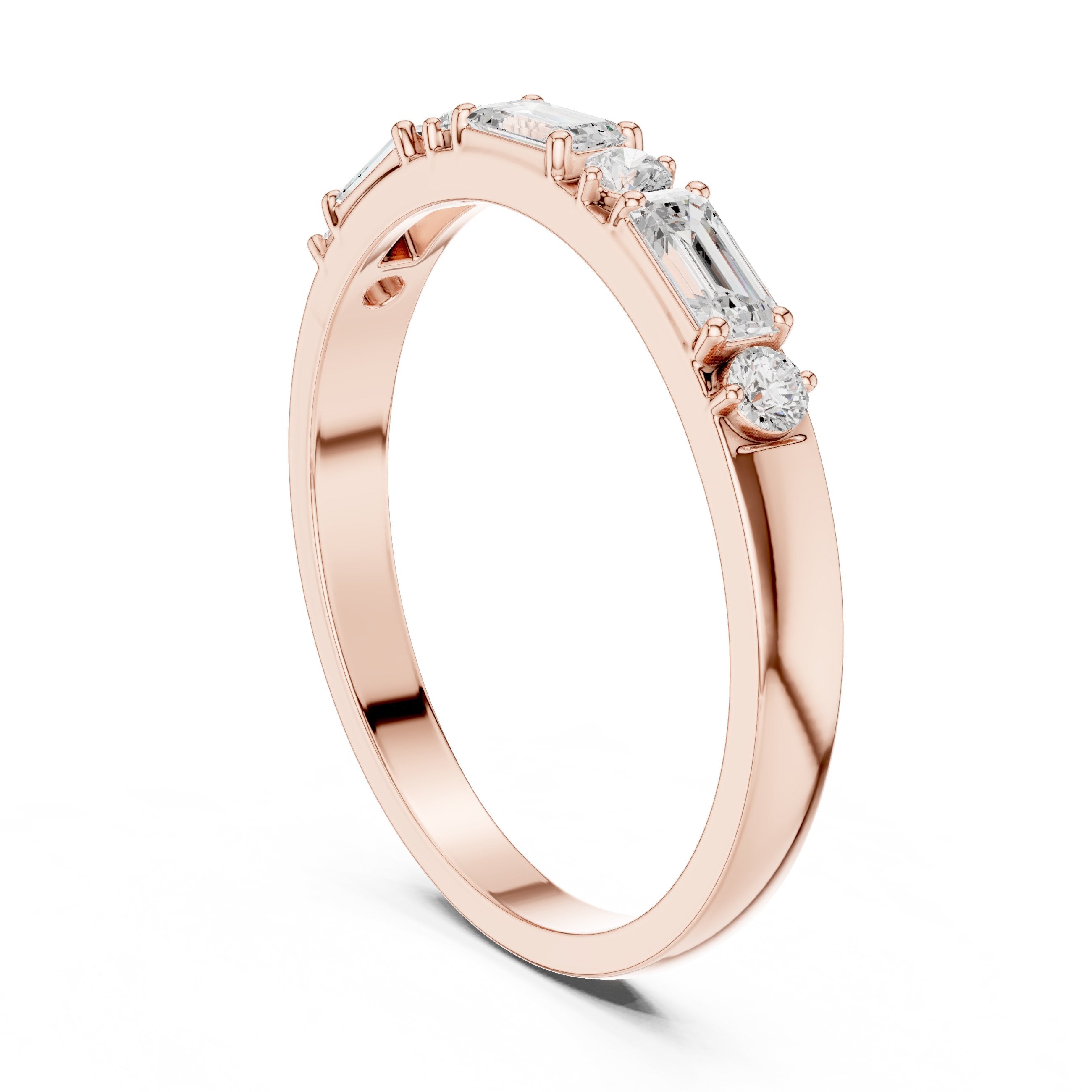 سوار ألماس ملائكي مستدير وباغيت in Rose Gold - VYKA Diamonds