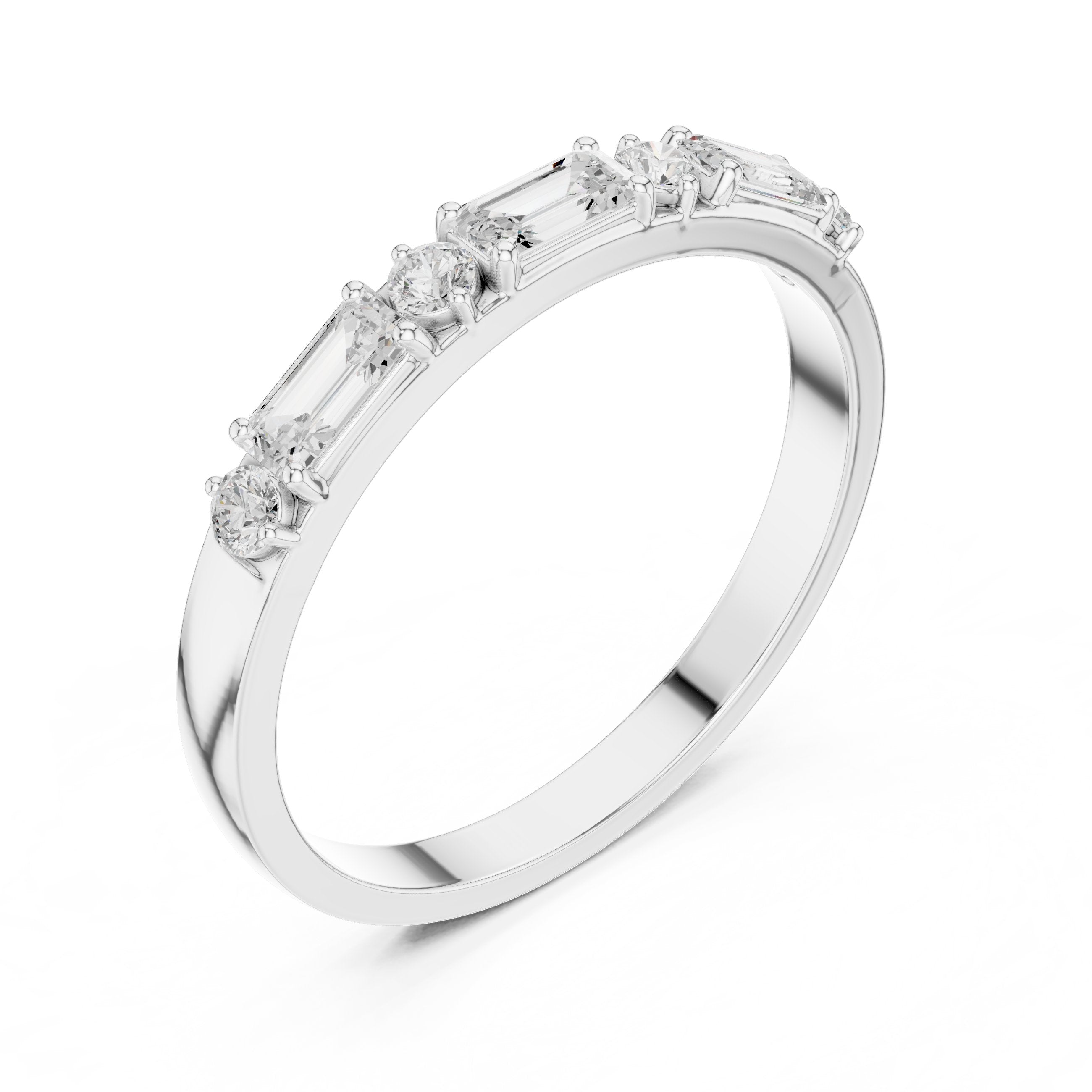 سوار ألماس ملائكي مستدير وباغيت in White Gold - VYKA Diamonds