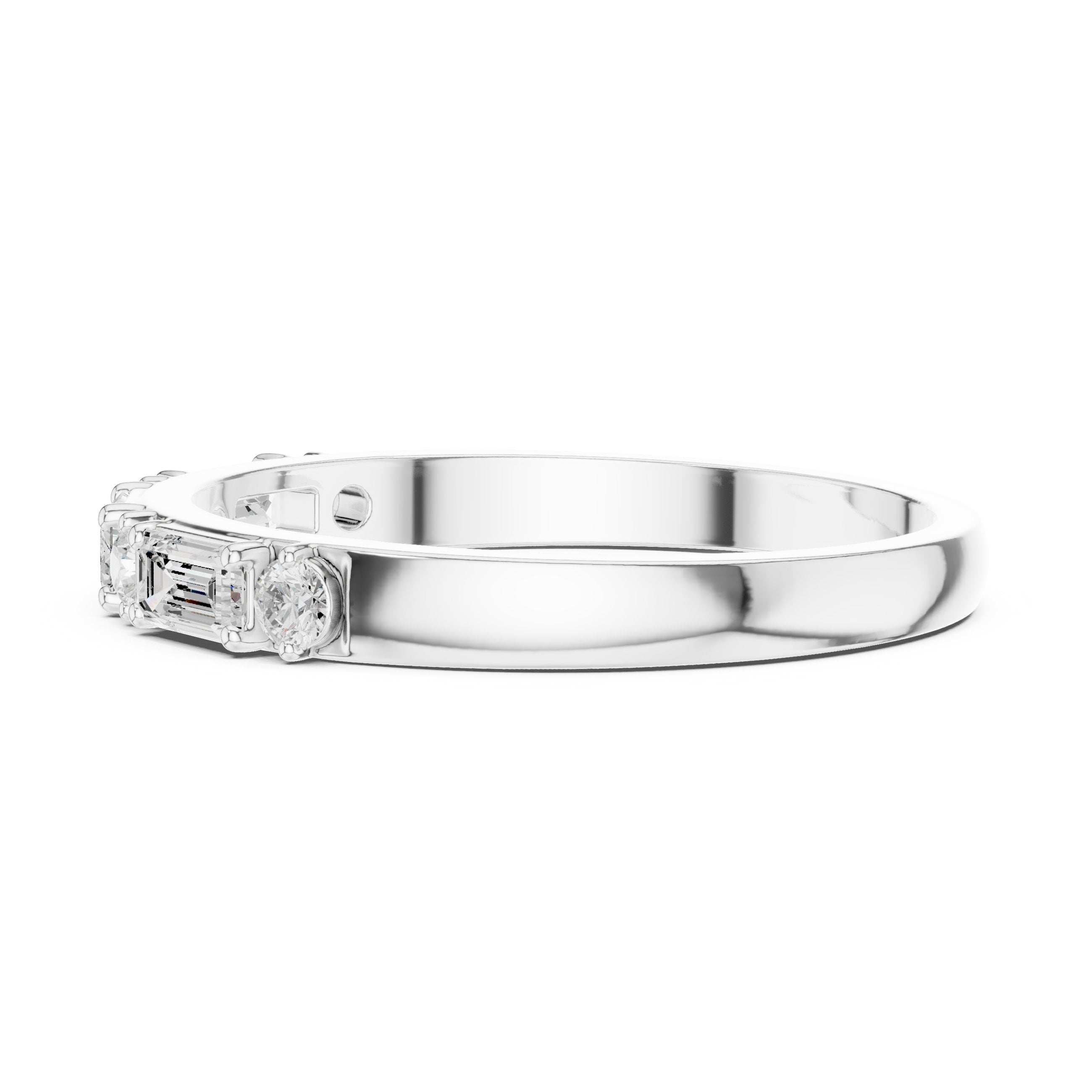 سوار ألماس ملائكي مستدير وباغيت in White Gold - VYKA Diamonds