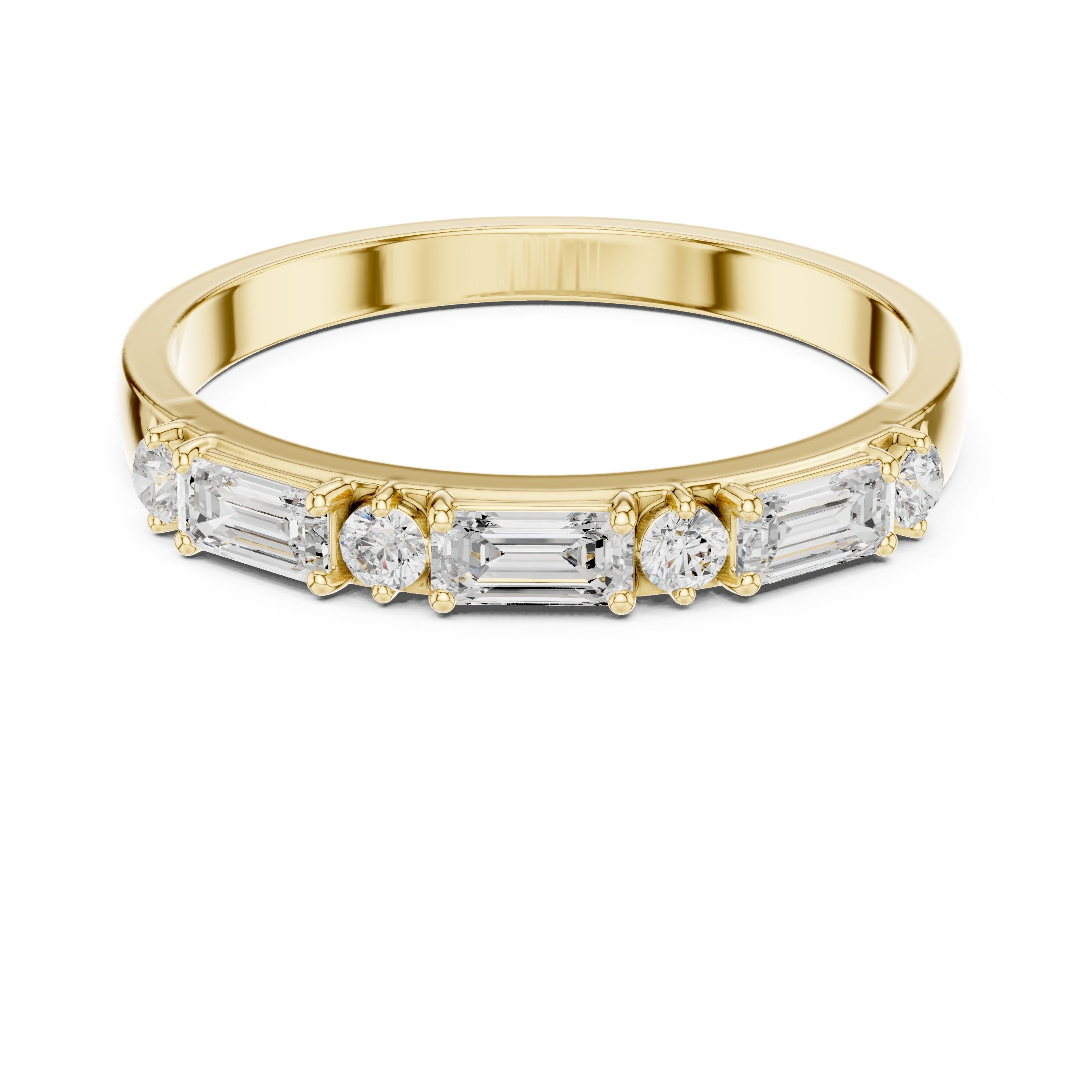 سوار ألماس ملائكي مستدير وباغيت in Yellow Gold - VYKA Diamonds