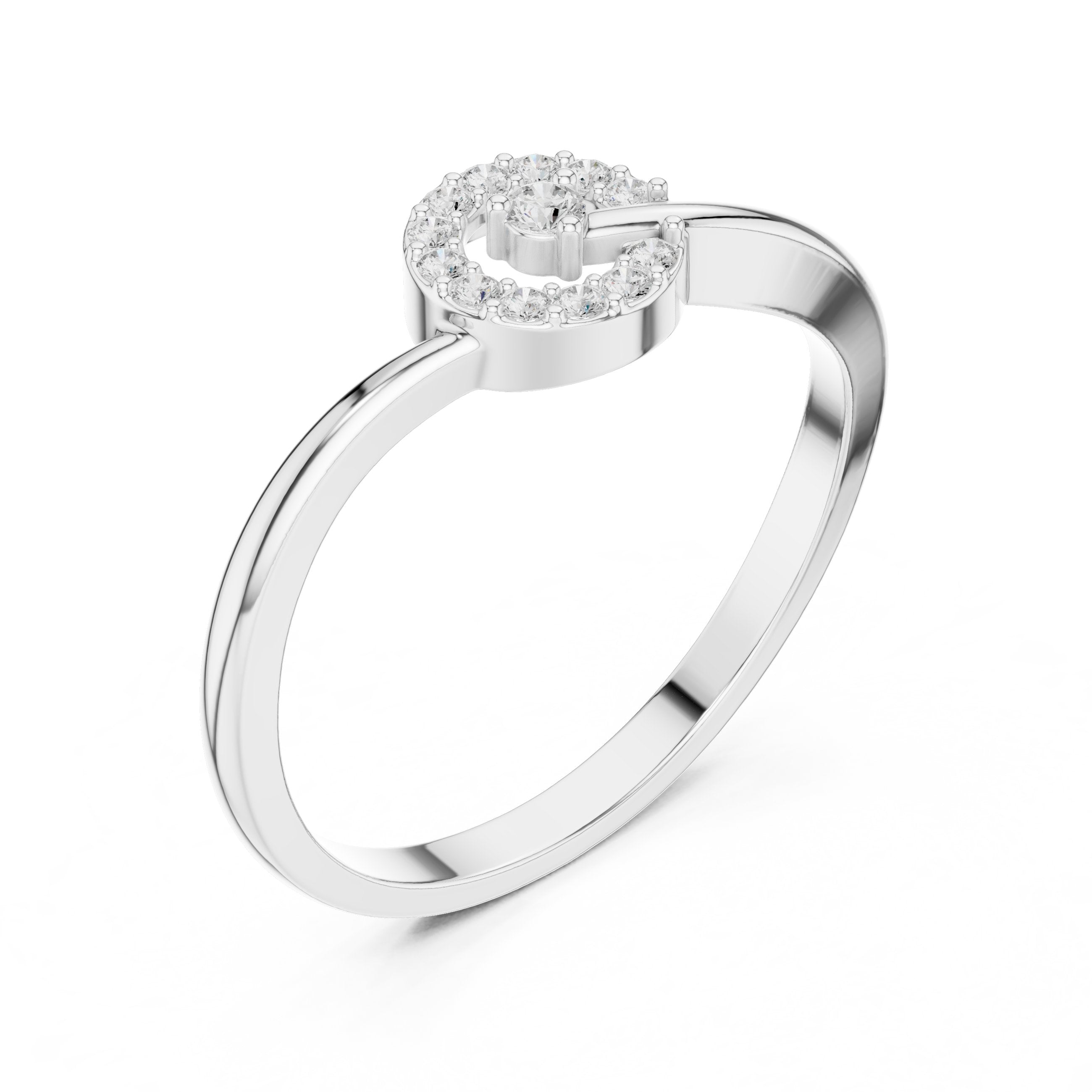 Harmonious Bezel Set Diamond Engagement Ring in White Gold - VYKA Diamonds
