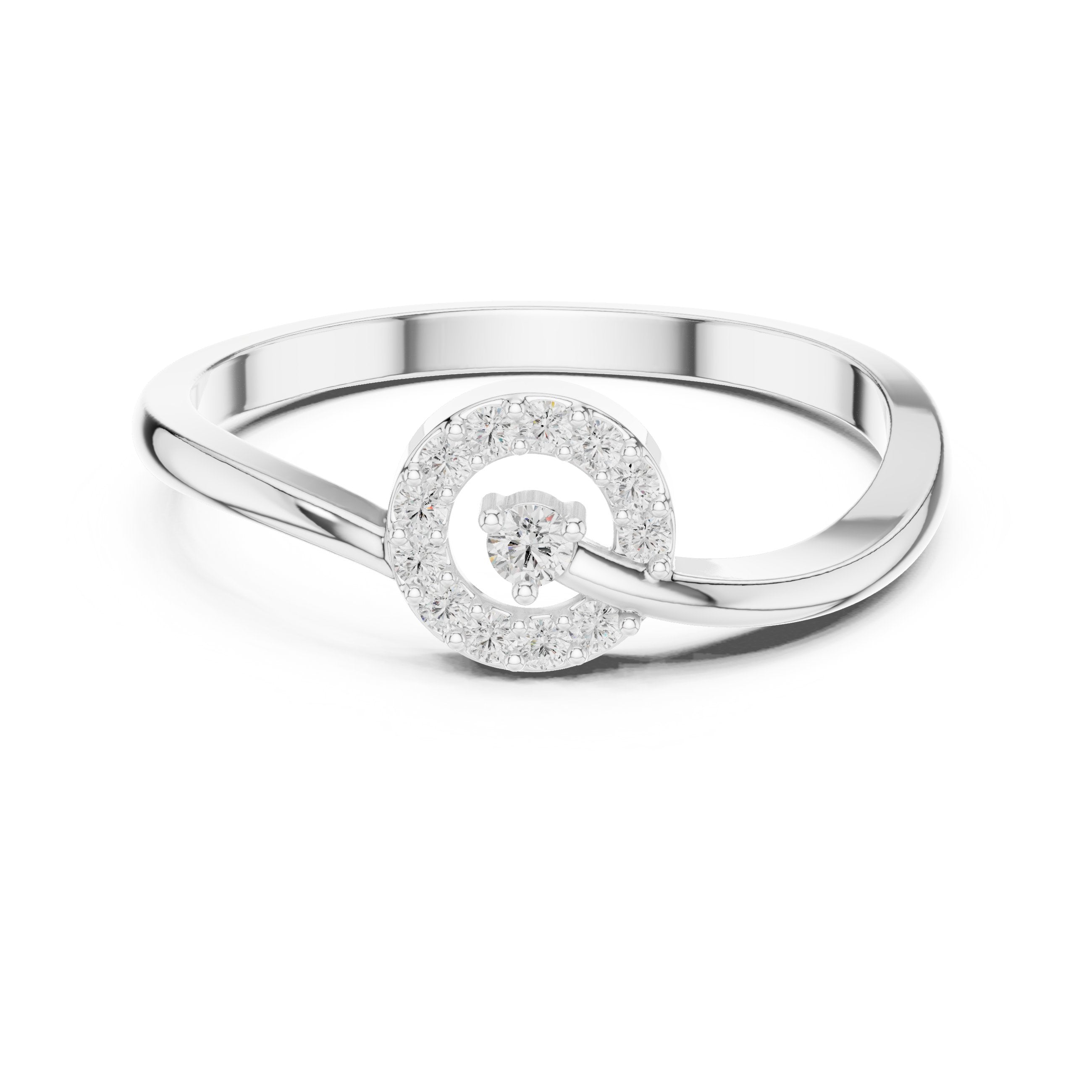 Harmonious Bezel Set Diamond Engagement Ring in White Gold - VYKA Diamonds