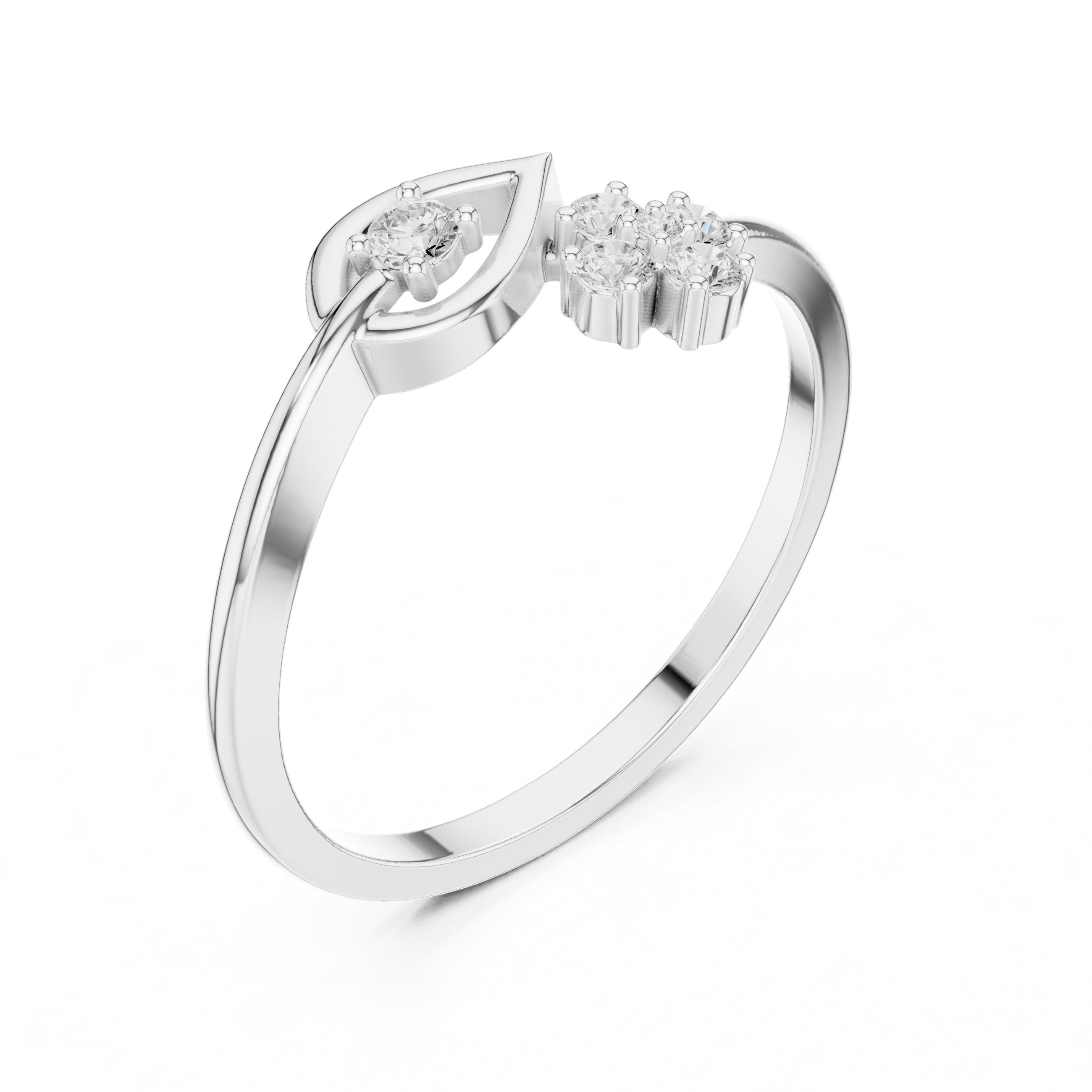 Soaring Twisted Diamond Engagement Ring in White Gold - VYKA Diamonds