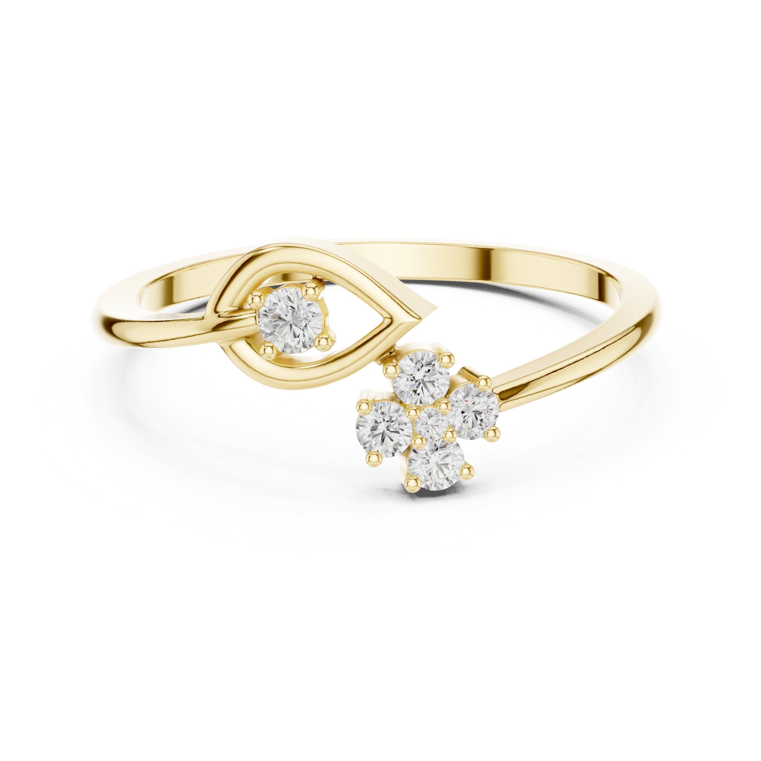Soaring Twisted Diamond Engagement Ring in Yellow Gold - VYKA Diamonds