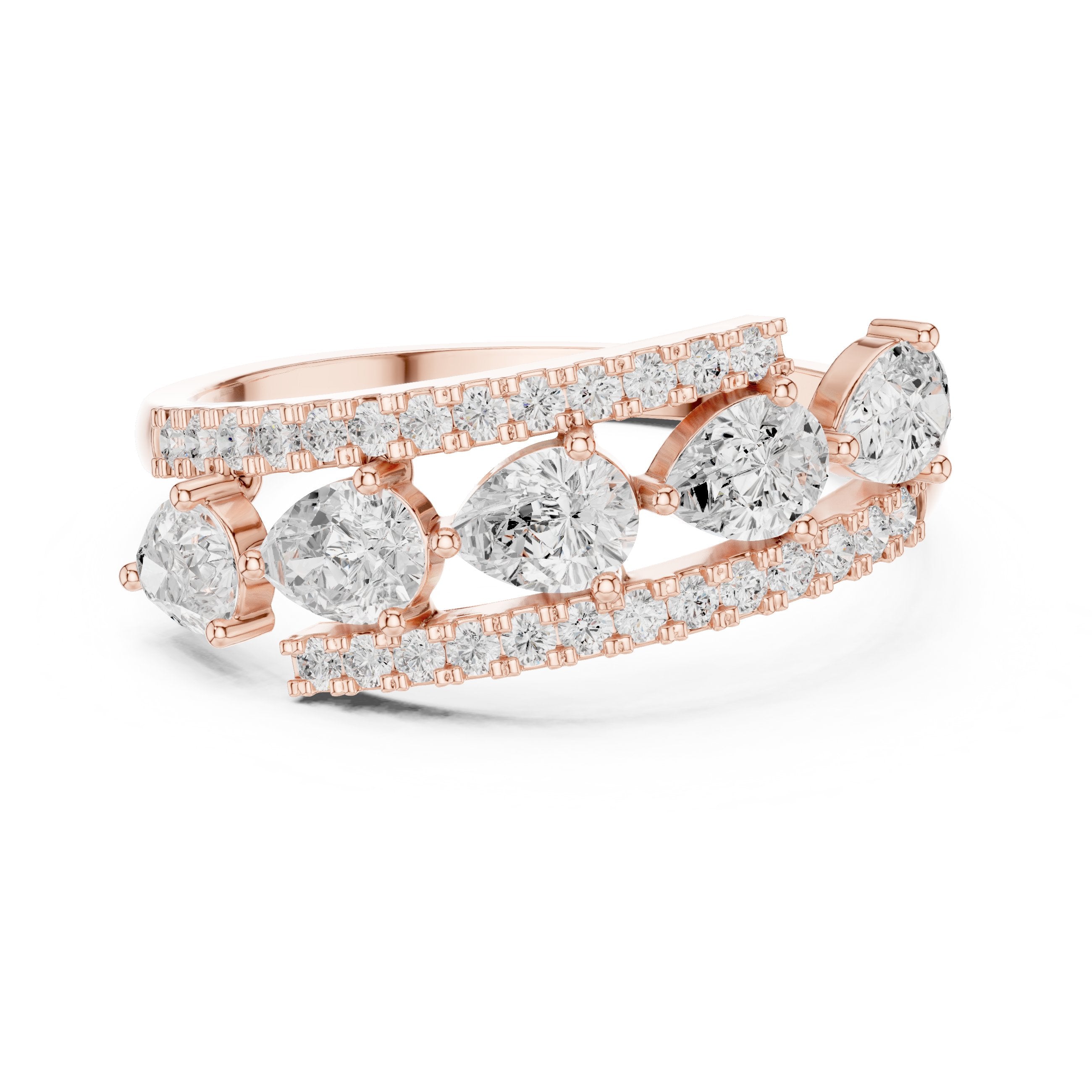 سوار بارز من الألماس الكمّثري والمستدير in Rose Gold - VYKA Diamonds