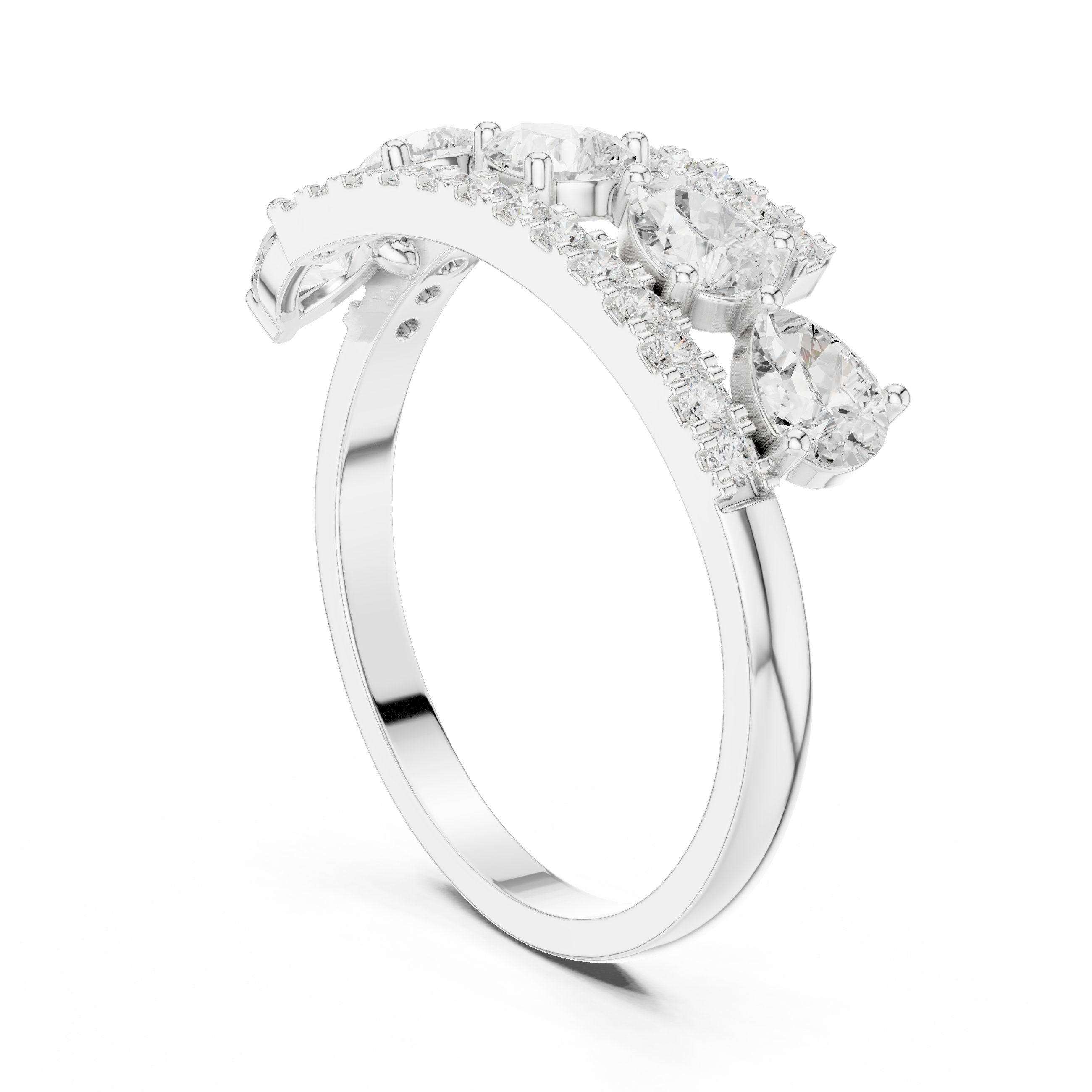 سوار بارز من الألماس الكمّثري والمستدير in White Gold - VYKA Diamonds