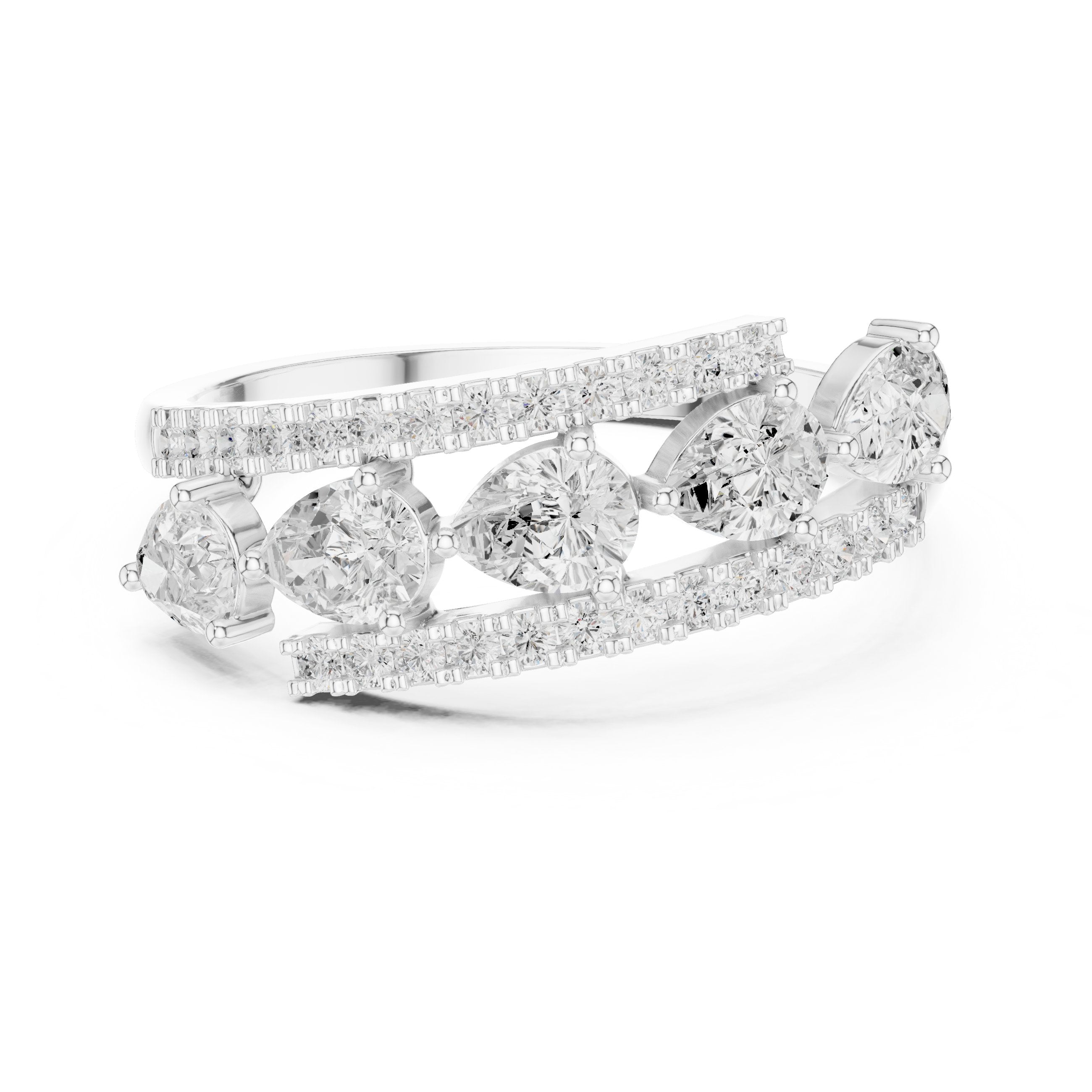 سوار بارز من الألماس الكمّثري والمستدير in White Gold - VYKA Diamonds